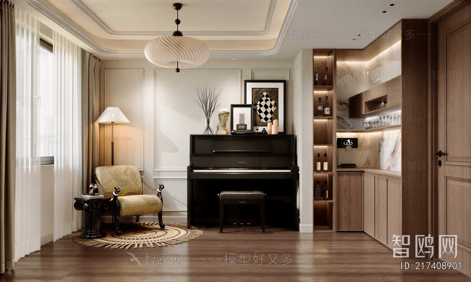 French Style Piano Room