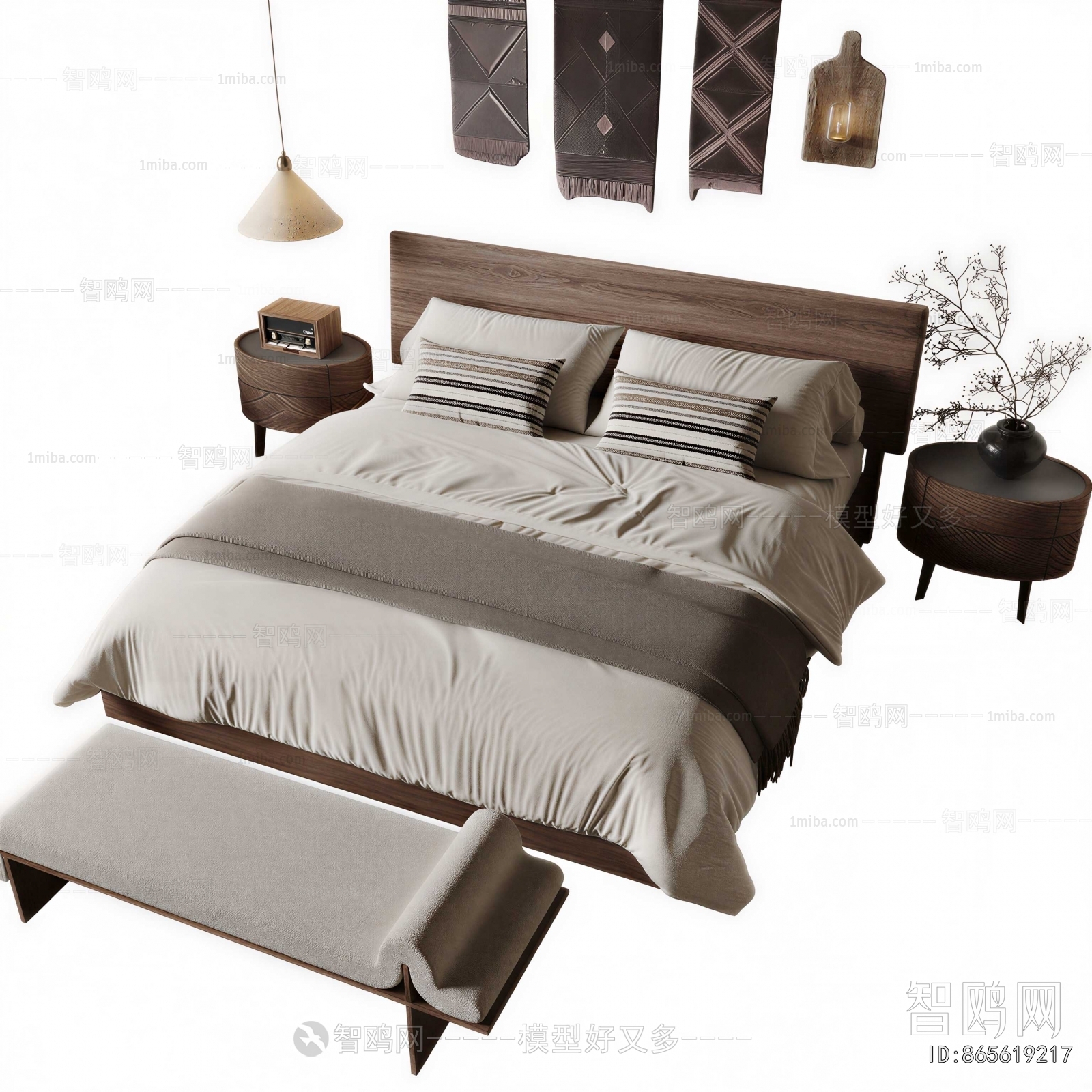 Wabi-sabi Style Double Bed