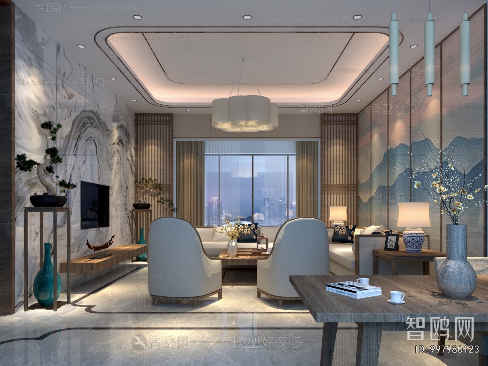 New Chinese Style A Living Room
