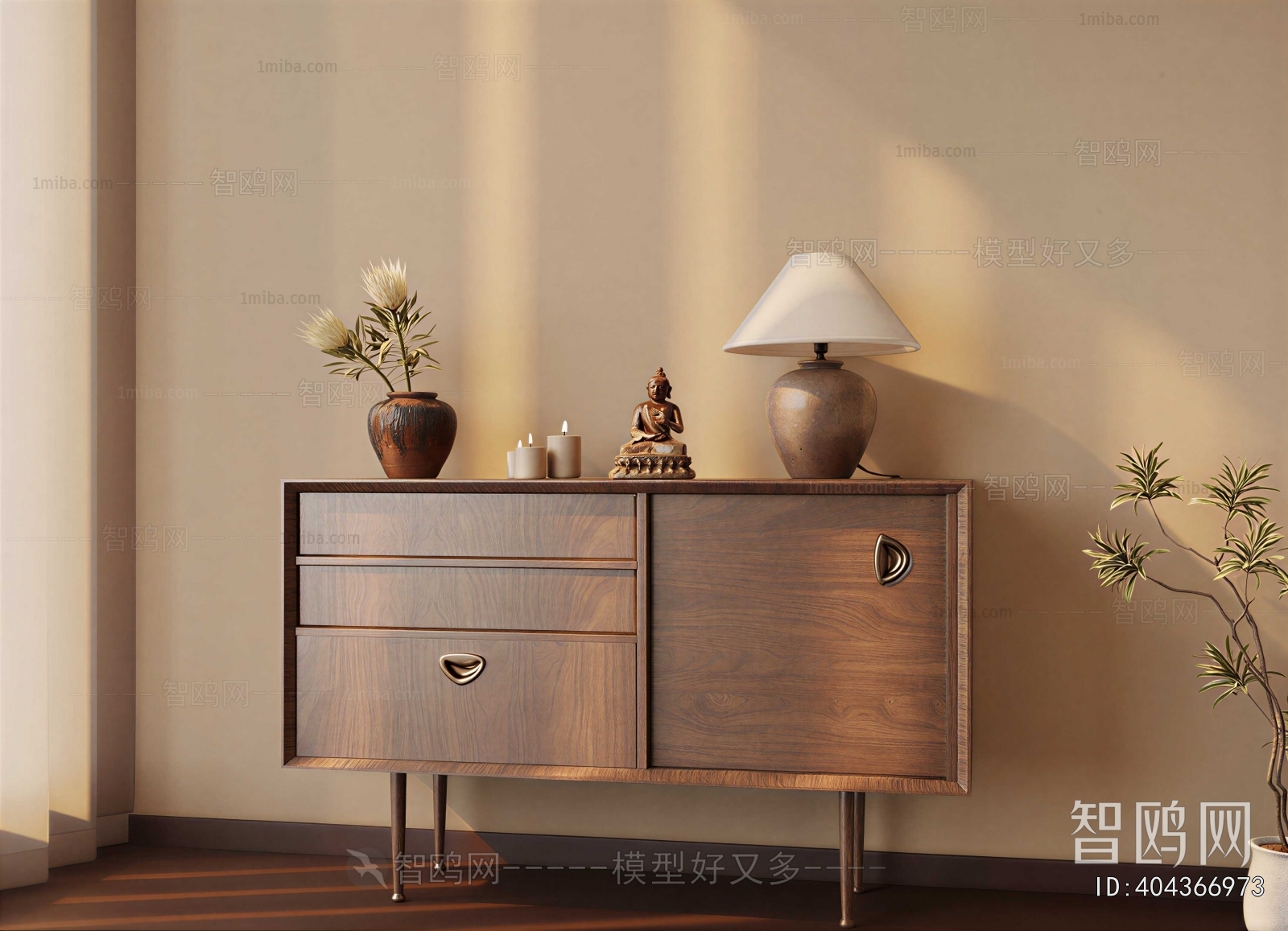 Wabi-sabi Style Side Cabinet