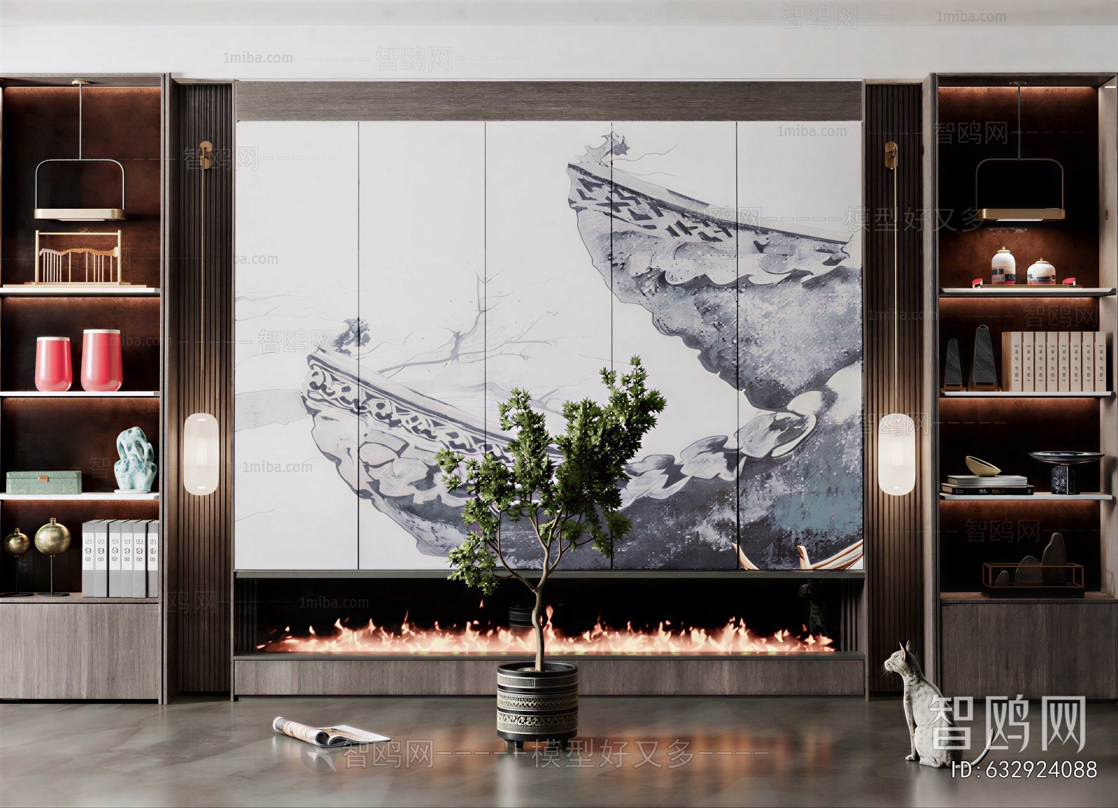 New Chinese Style TV Wall