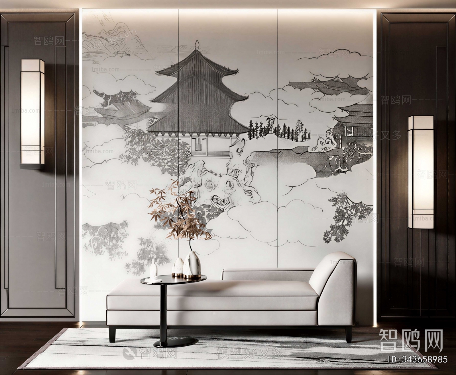New Chinese Style TV Wall