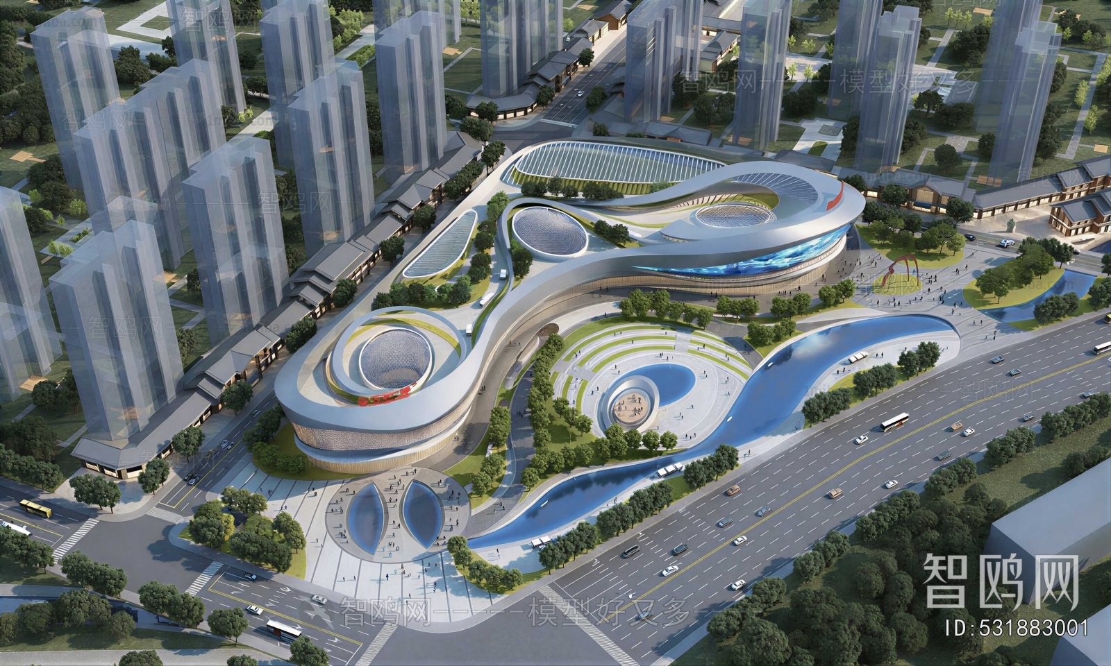 Modern Architectural Bird's-eye View Planning