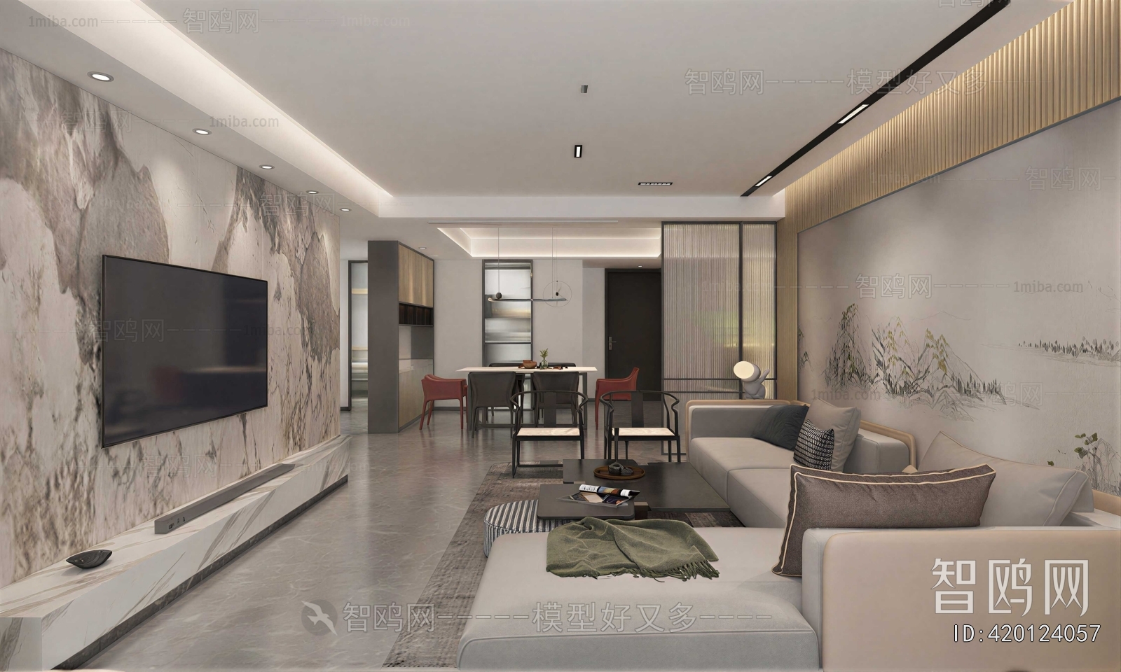 New Chinese Style A Living Room