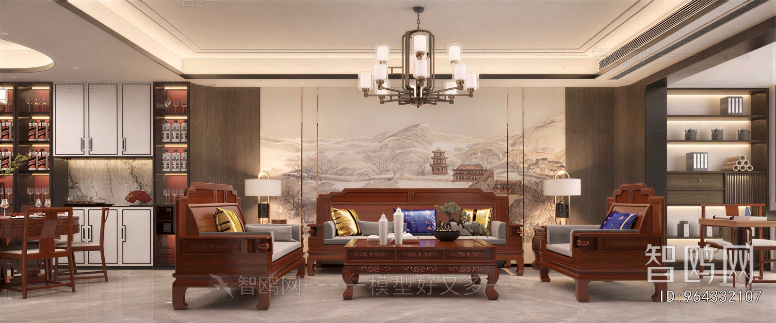 New Chinese Style A Living Room