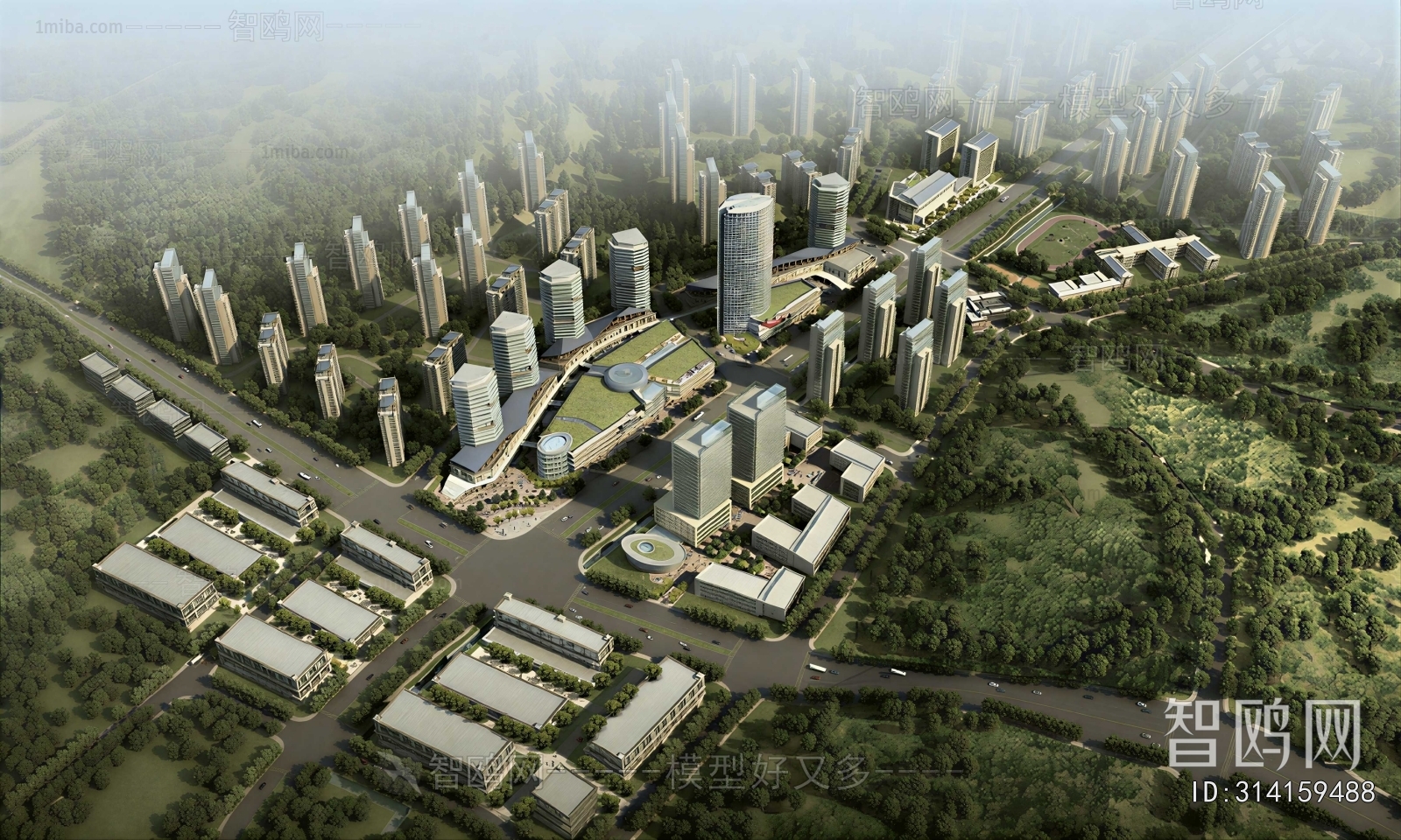 Modern Architectural Bird's-eye View Planning