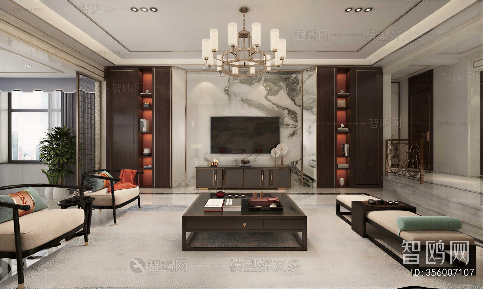 New Chinese Style A Living Room