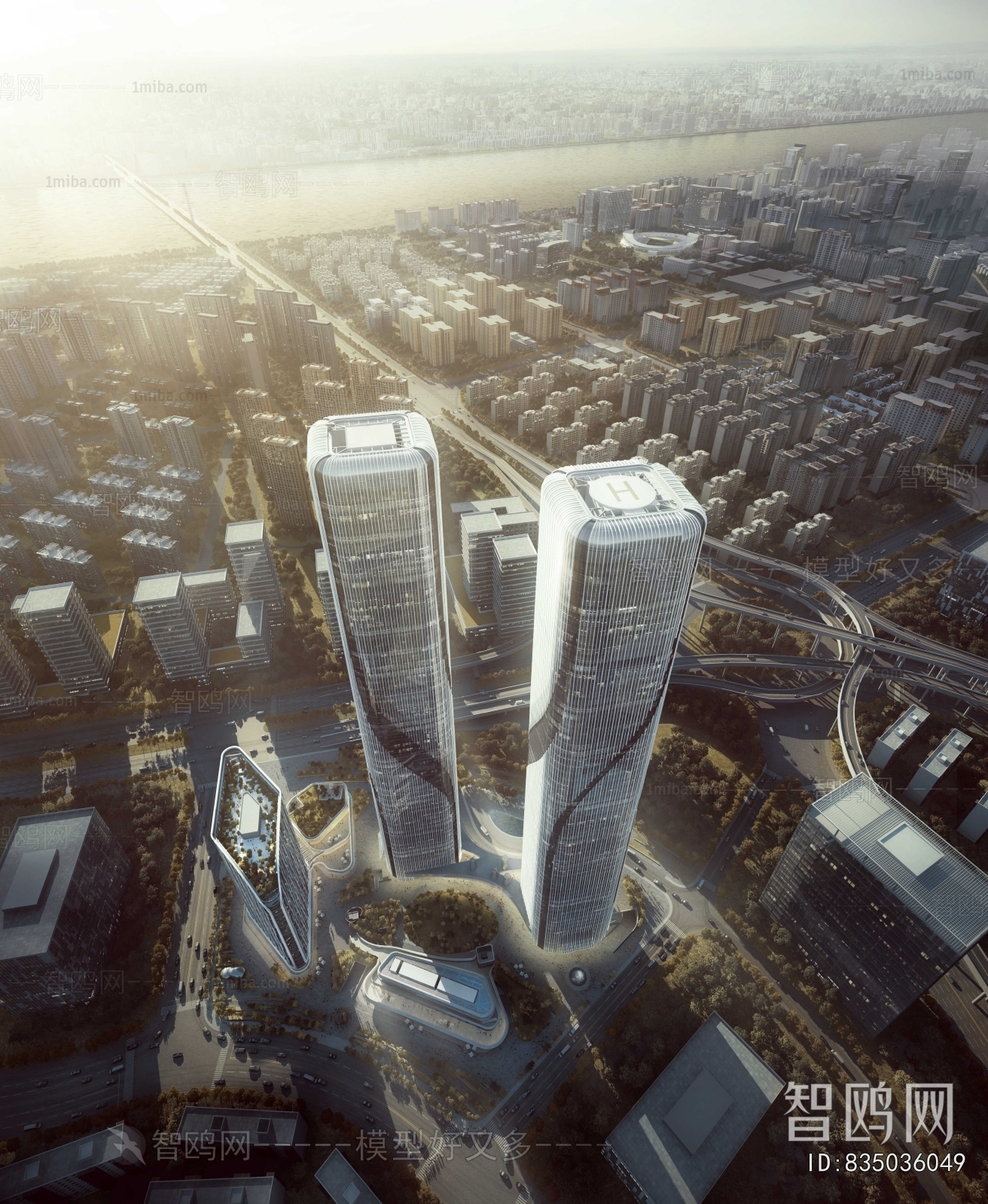 Modern Architectural Bird's-eye View Planning