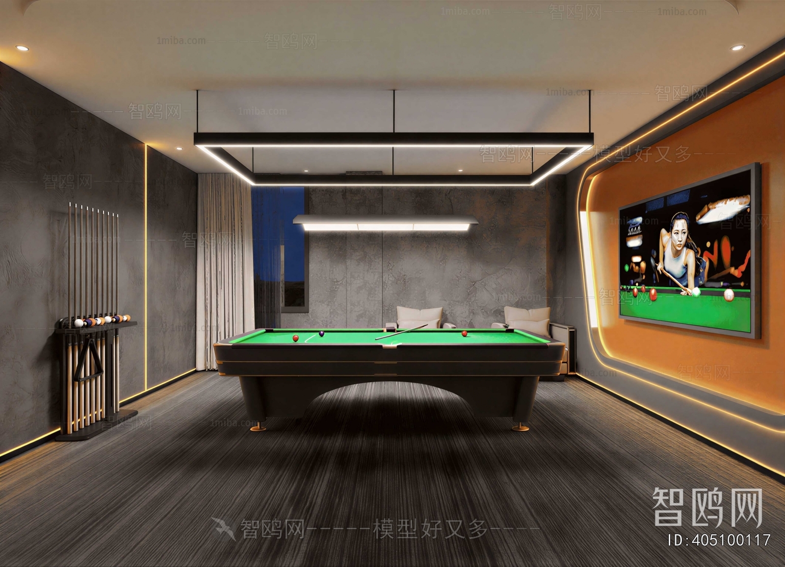 Industrial Style Billiard Room