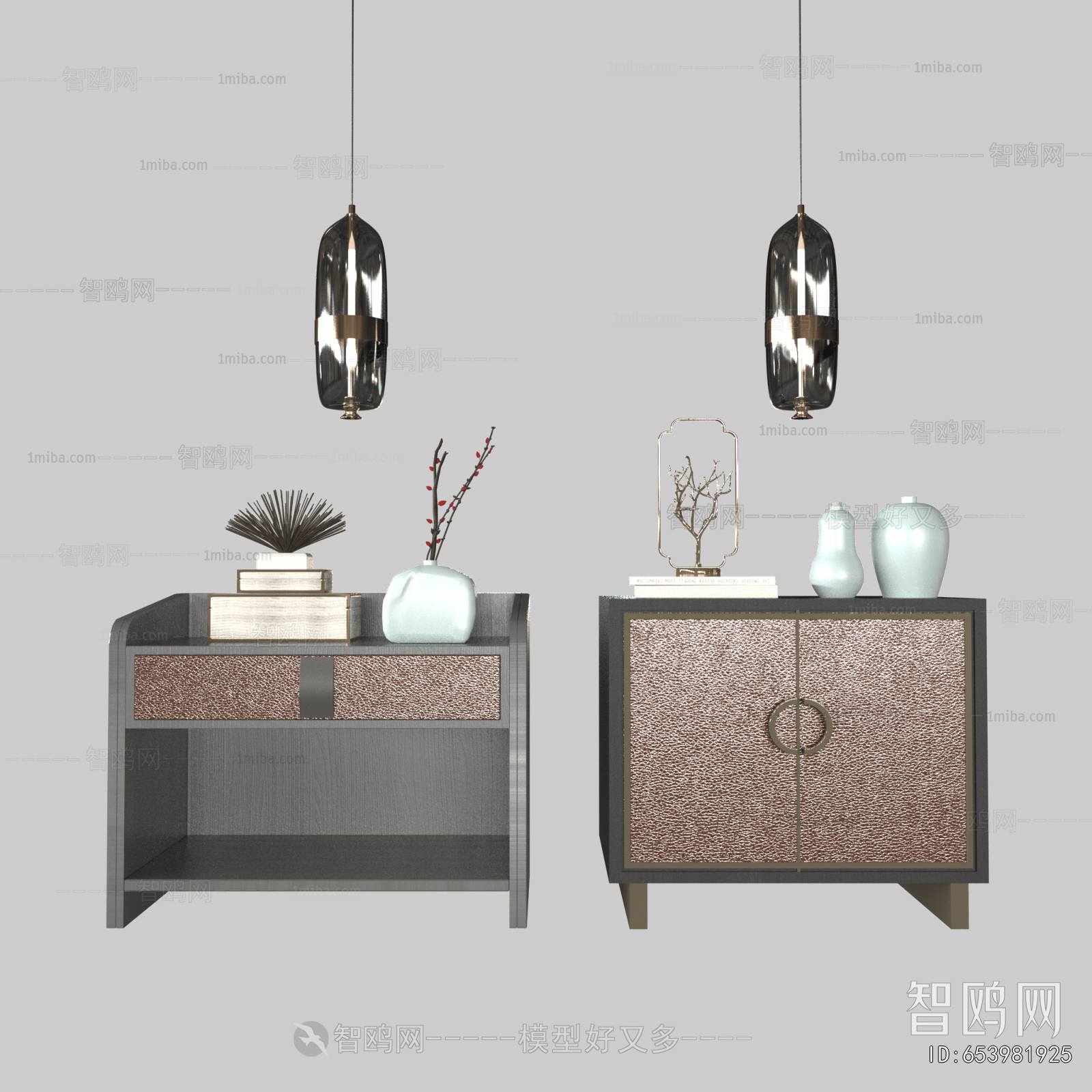New Chinese Style Bedside Cupboard