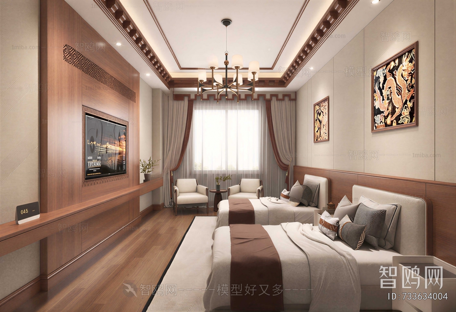 New Chinese Style Bedroom
