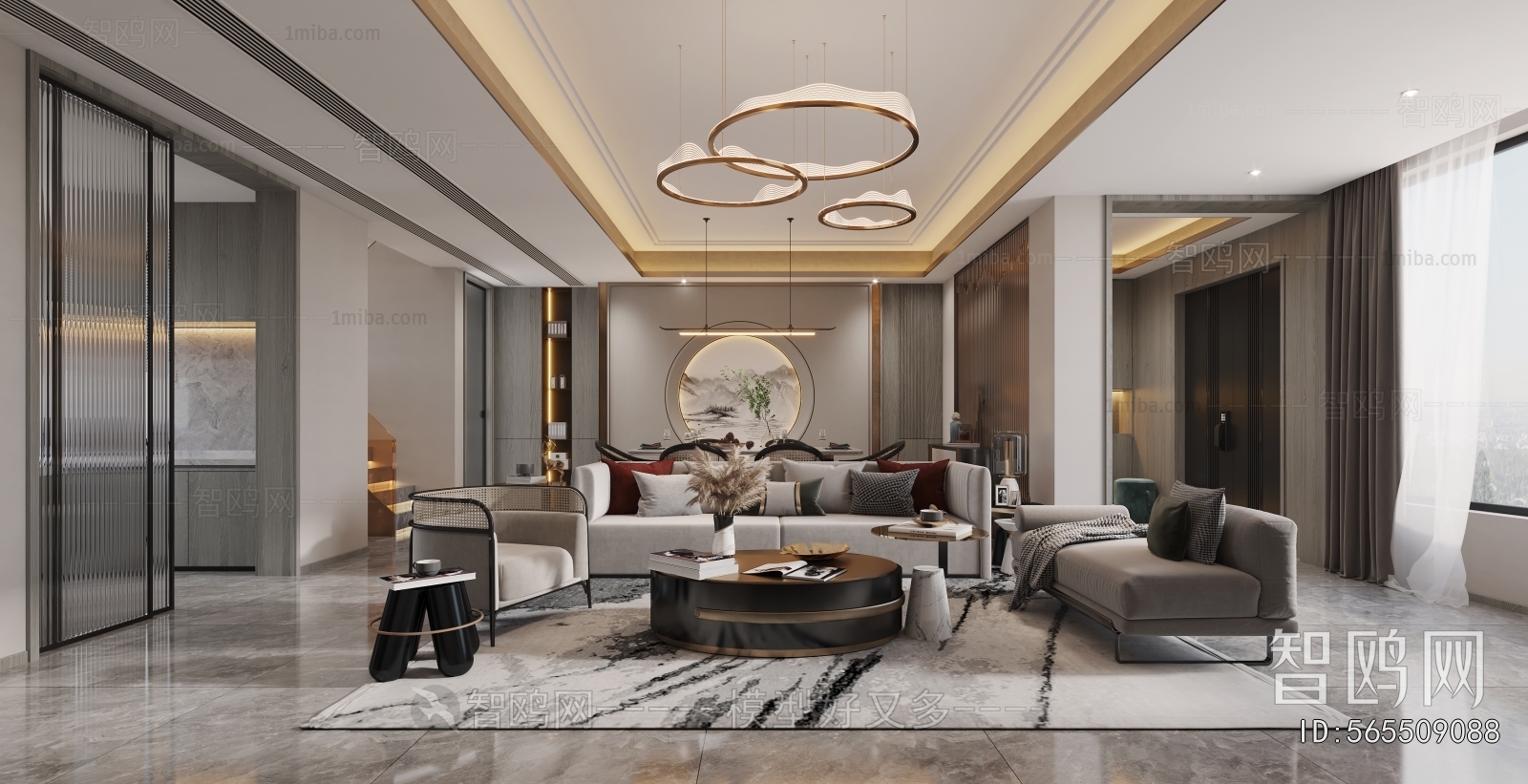 New Chinese Style A Living Room