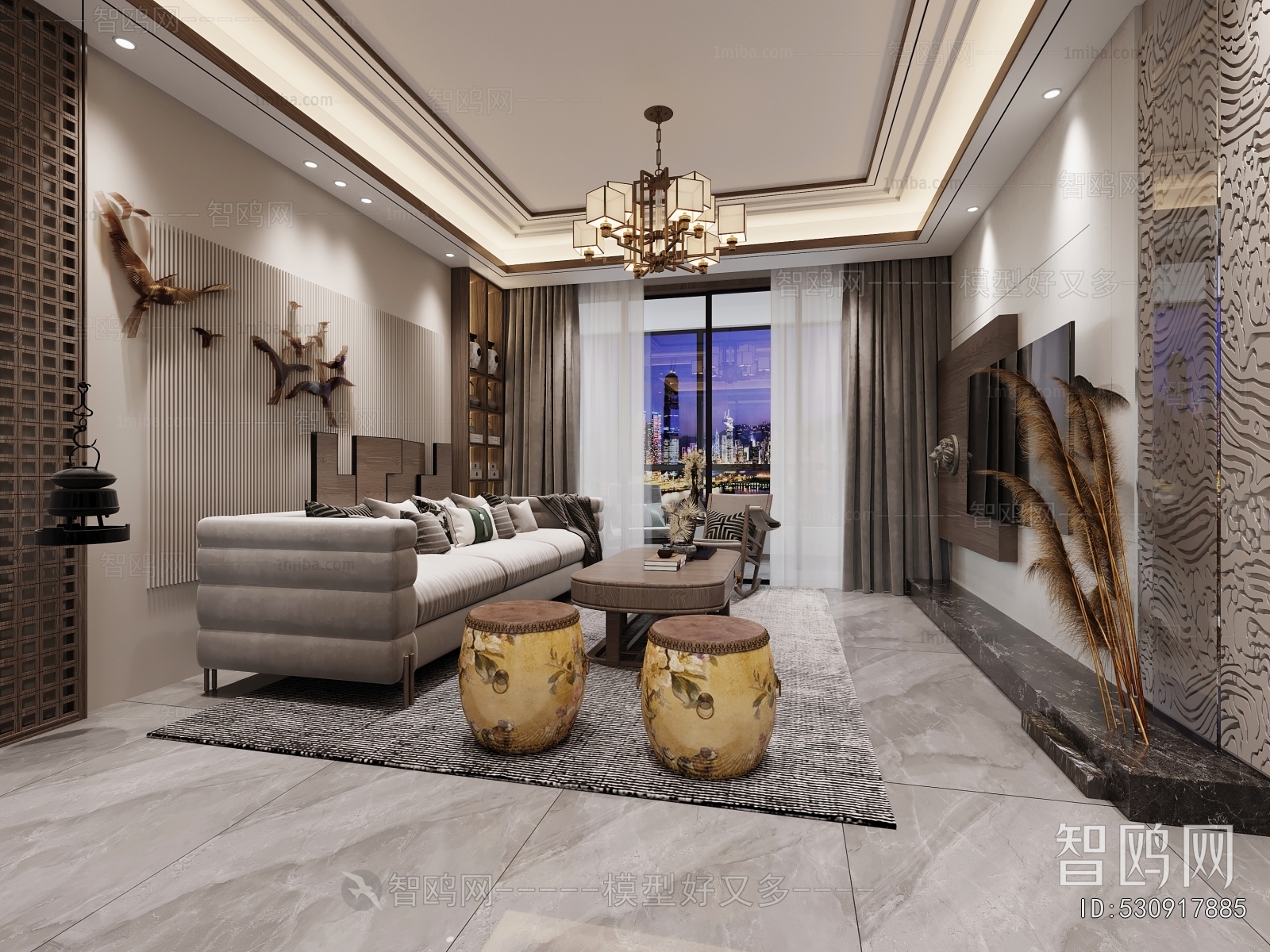 New Chinese Style A Living Room
