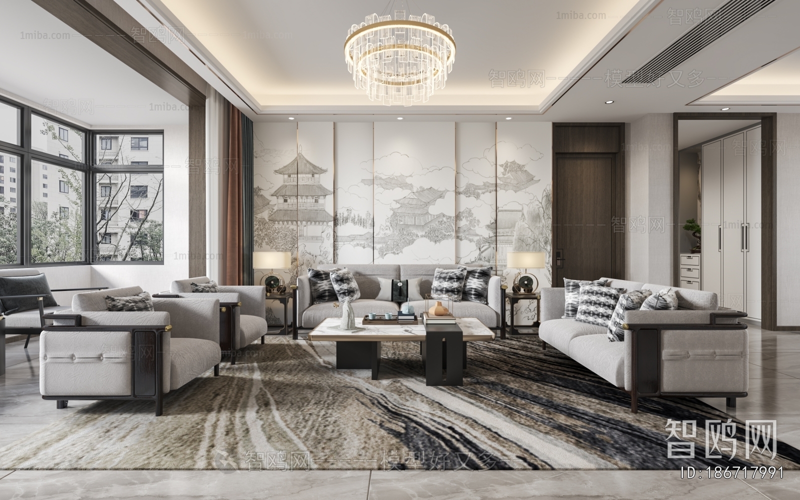 New Chinese Style A Living Room