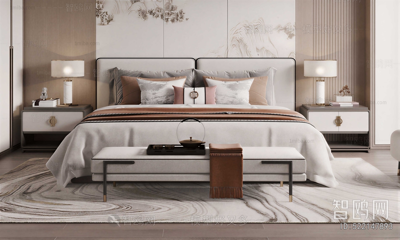 New Chinese Style Double Bed