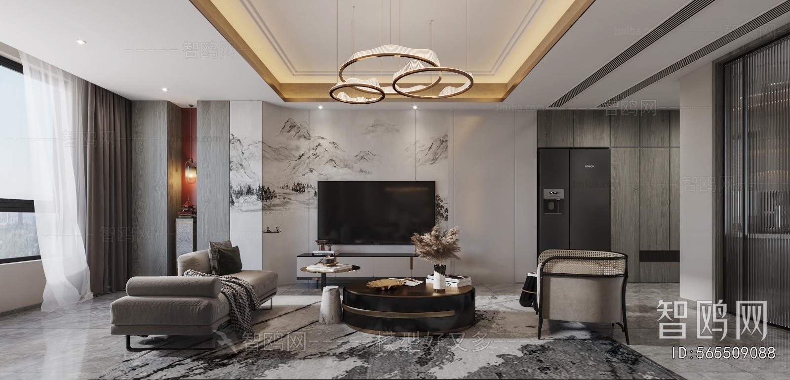 New Chinese Style A Living Room