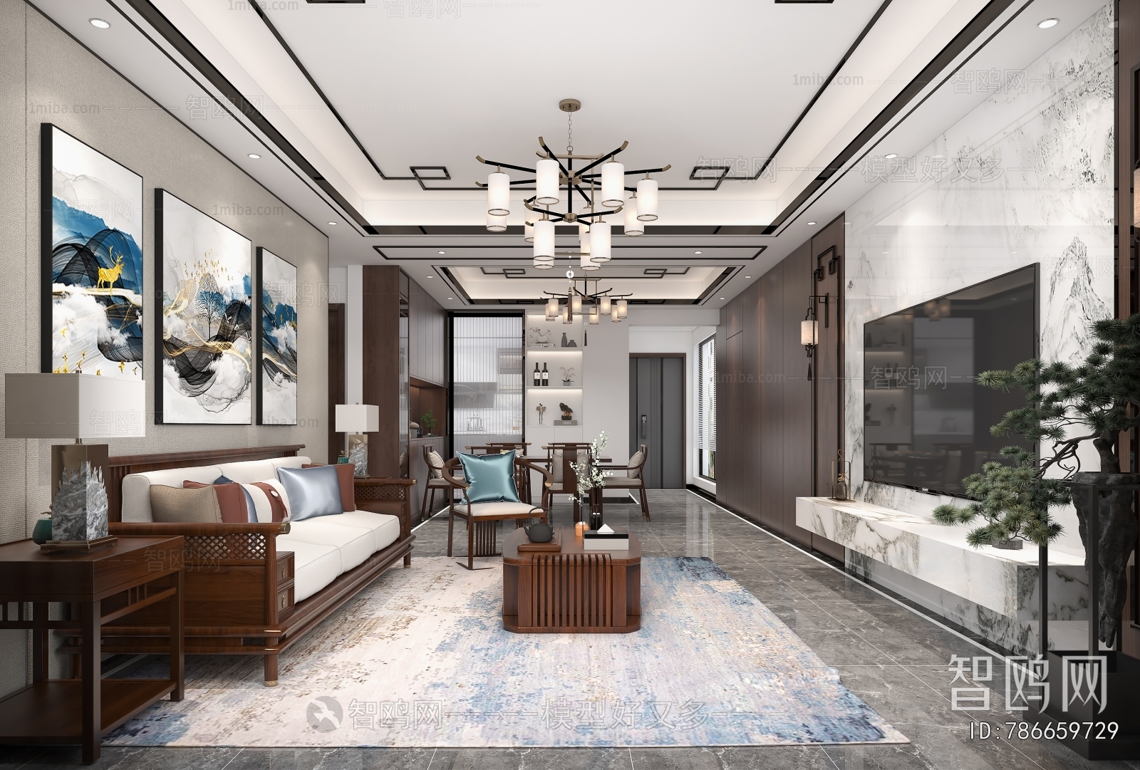 New Chinese Style A Living Room