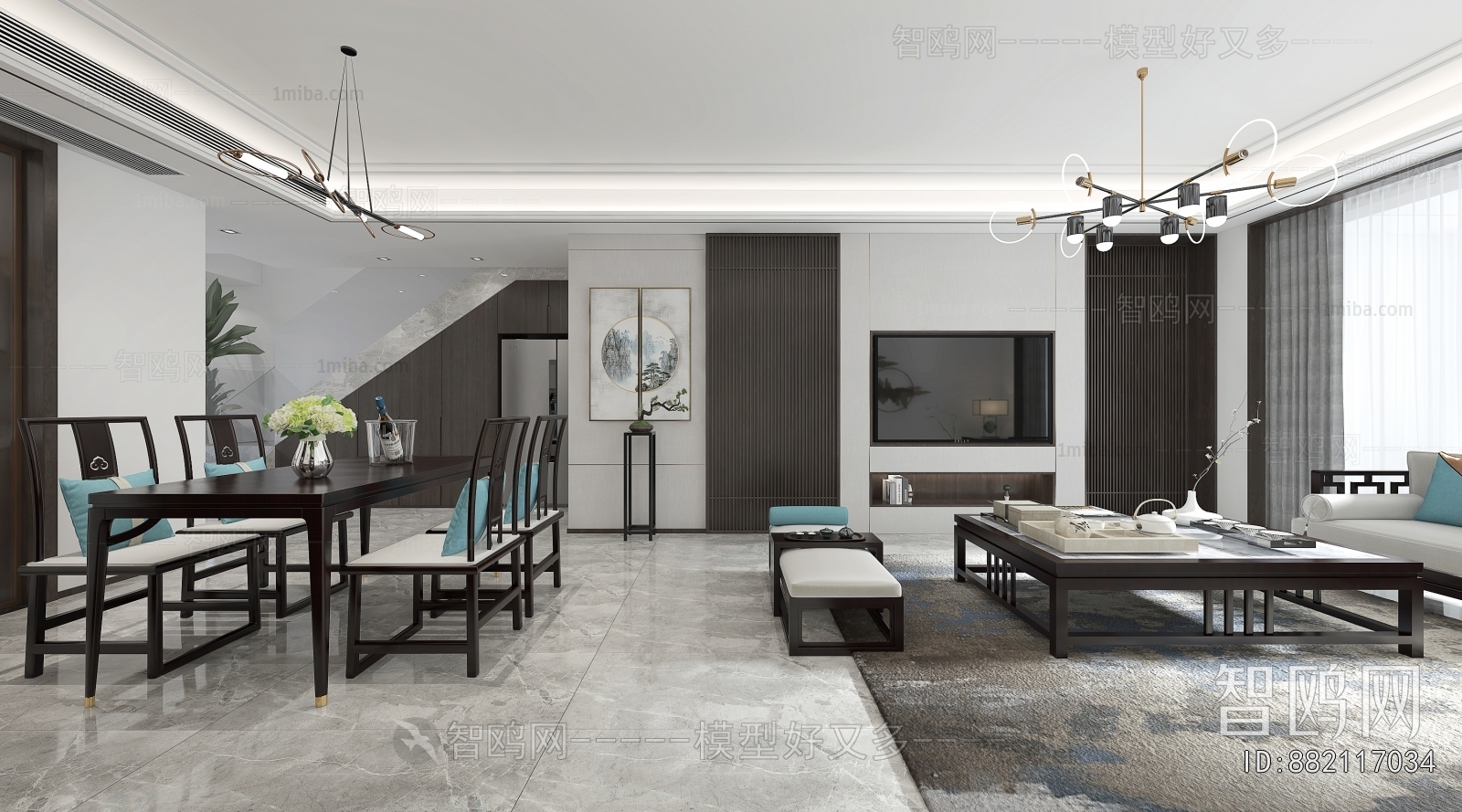 New Chinese Style A Living Room