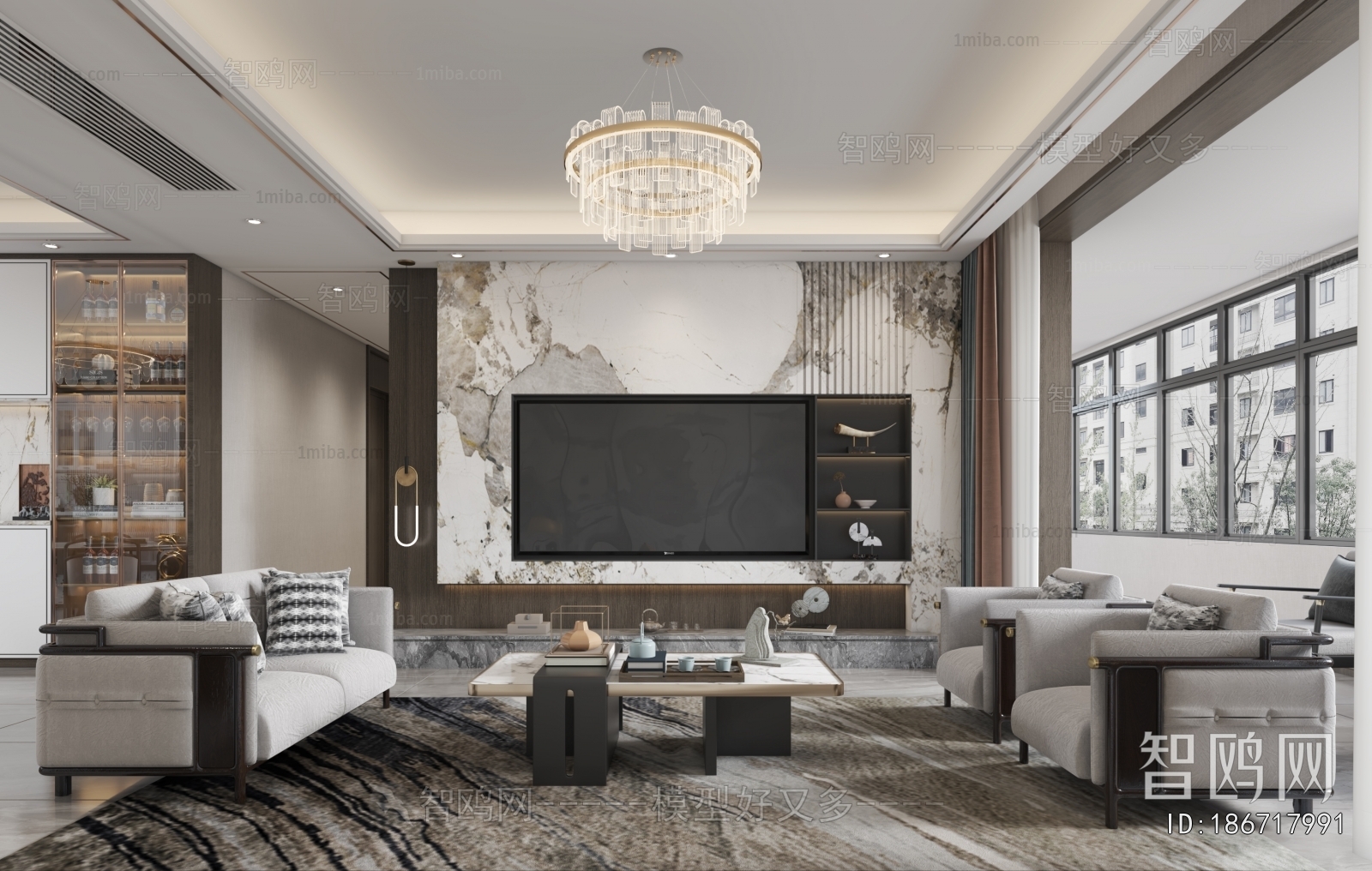 New Chinese Style A Living Room