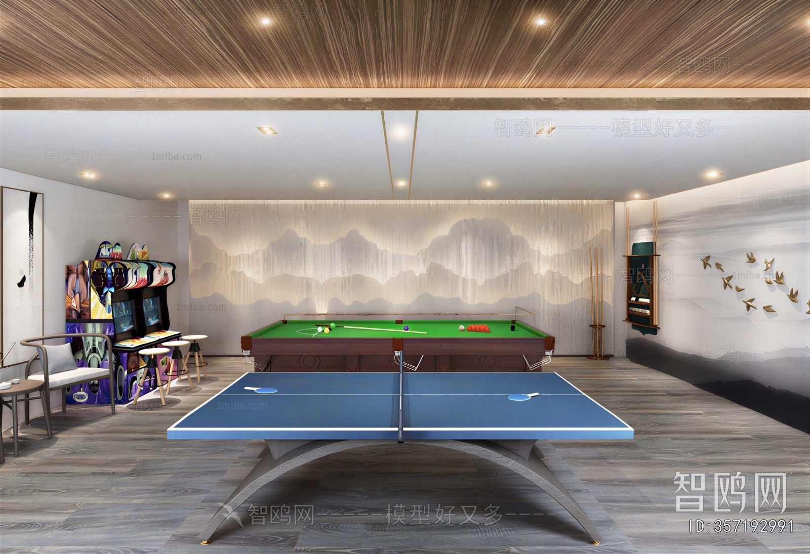 New Chinese Style Billiard Room