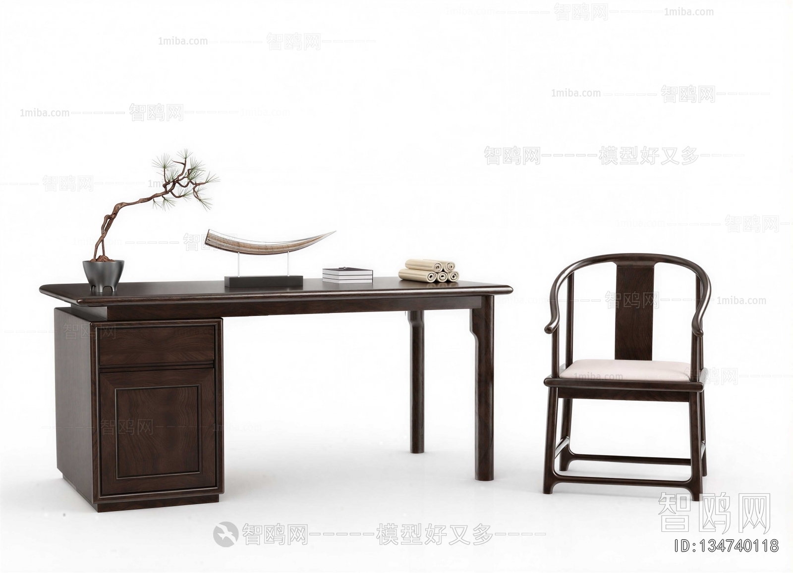 New Chinese Style Computer Desk And Chair
