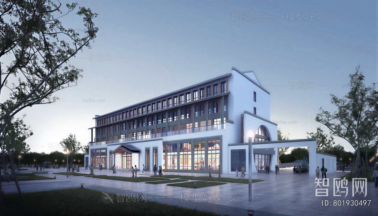 New Chinese Style Appearance Of Commercial Building