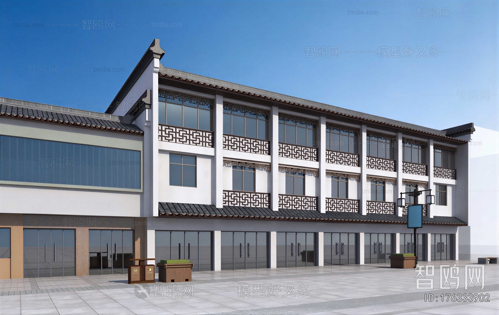 New Chinese Style Appearance Of Commercial Building