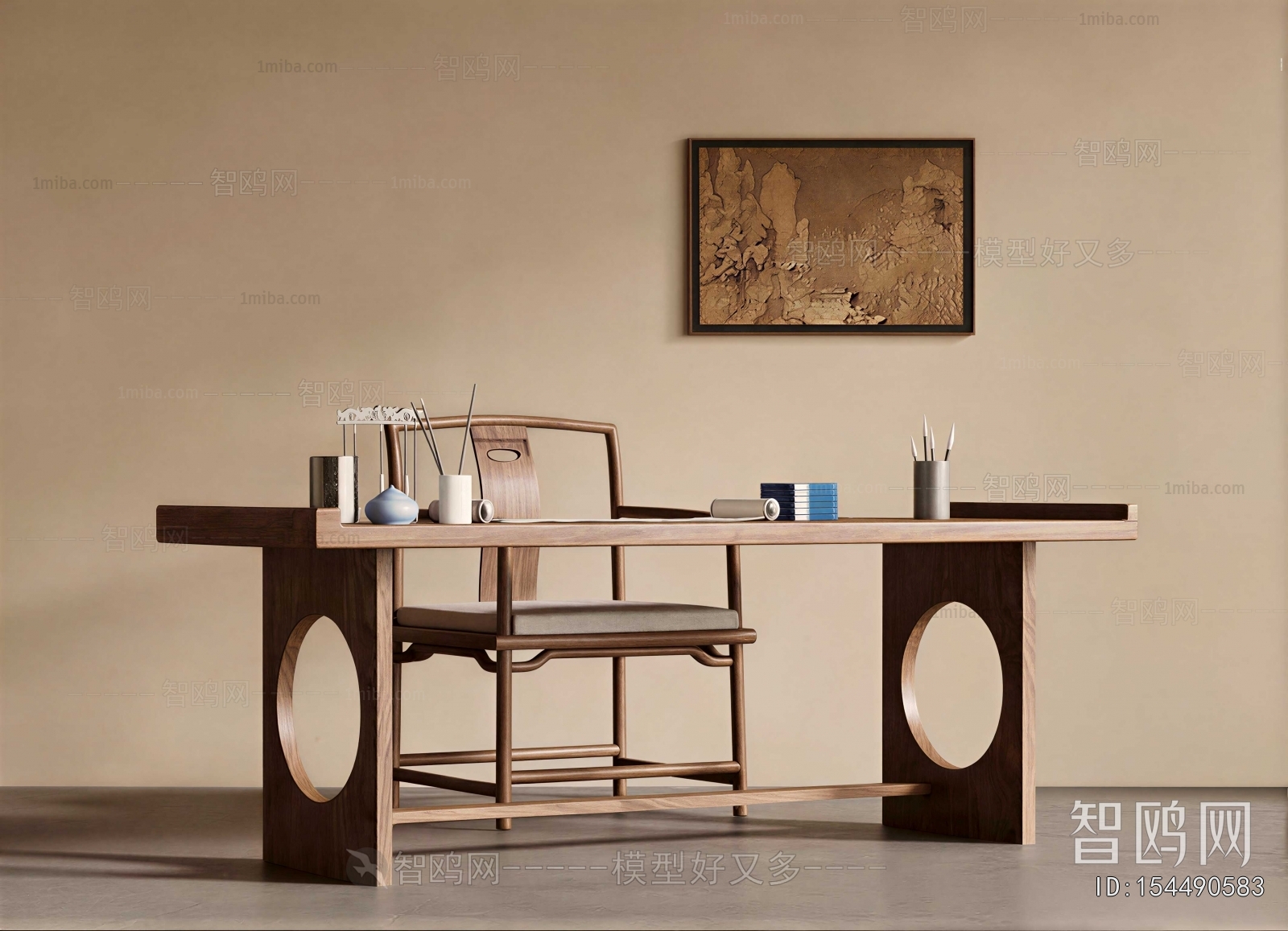New Chinese Style Computer Desk And Chair