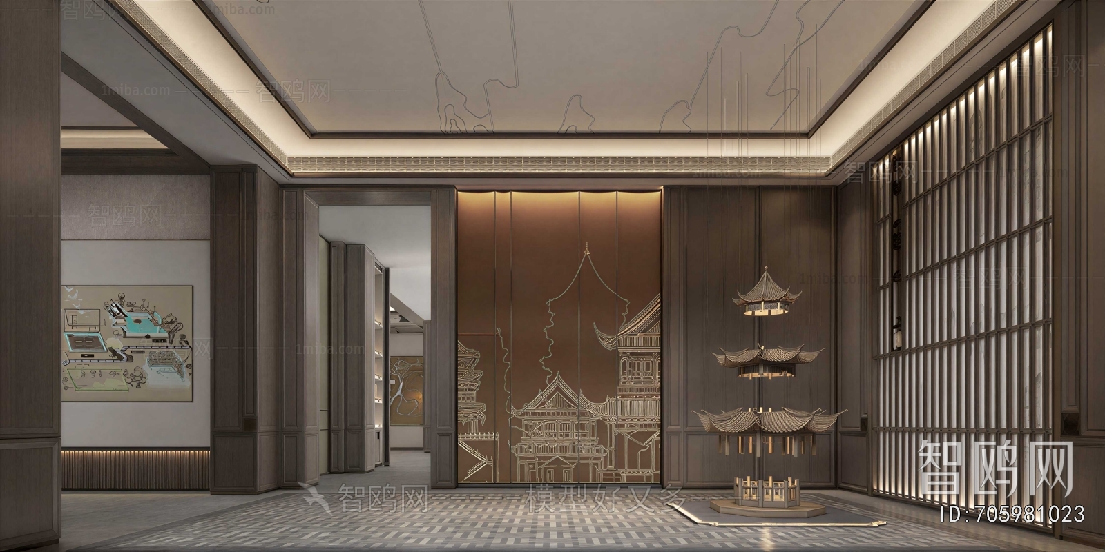 New Chinese Style Real Estate Sales Office