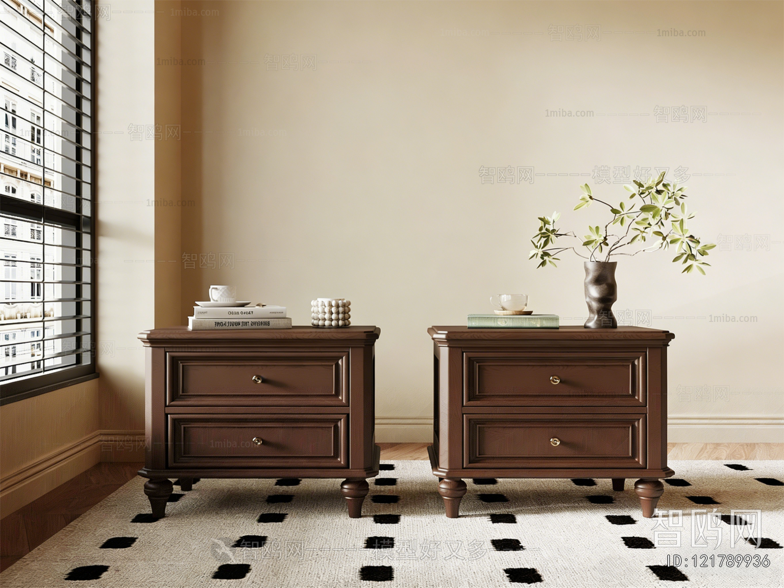 French Style Bedside Cupboard