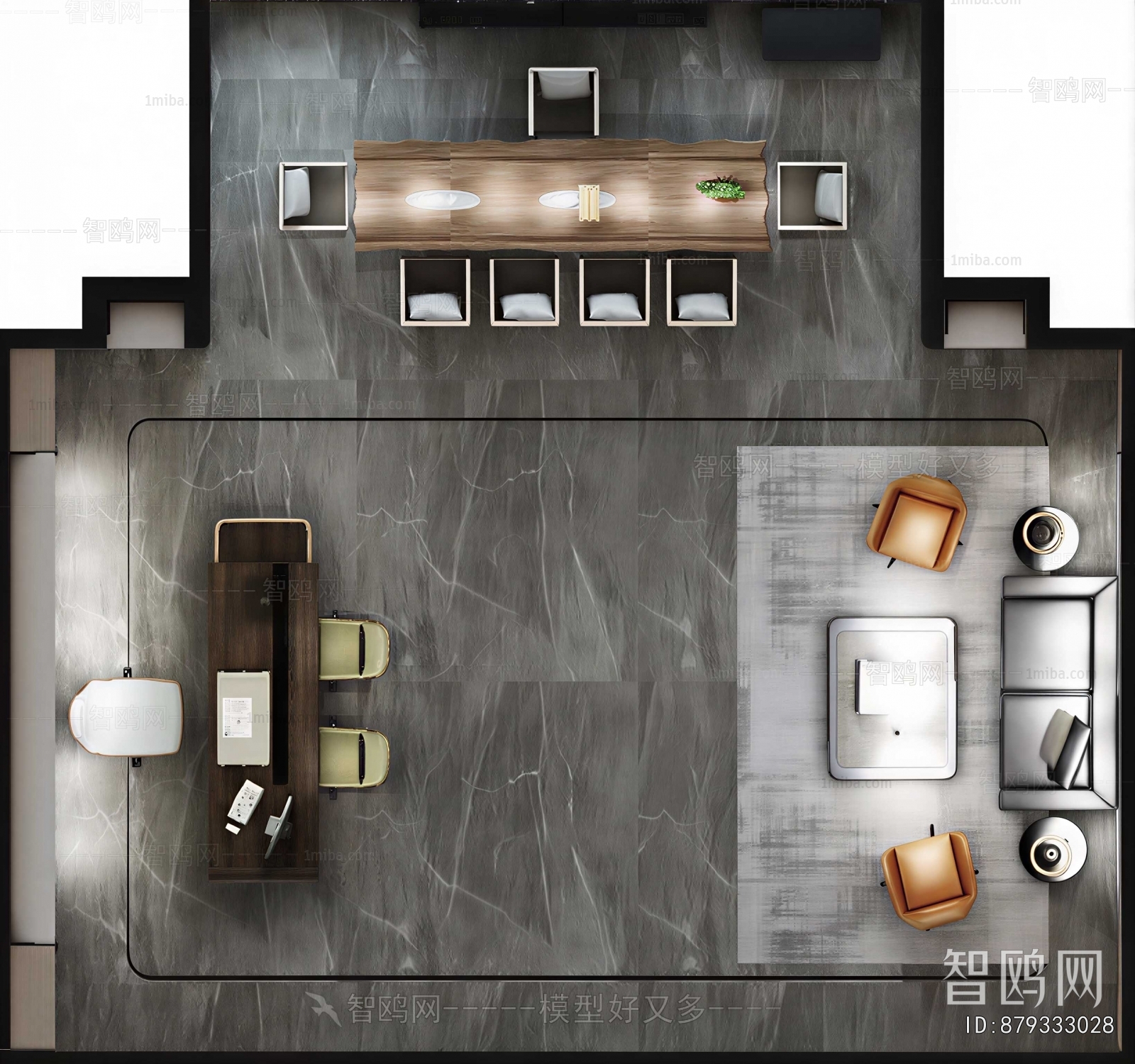 Modern Bird 's-eye View Of Office