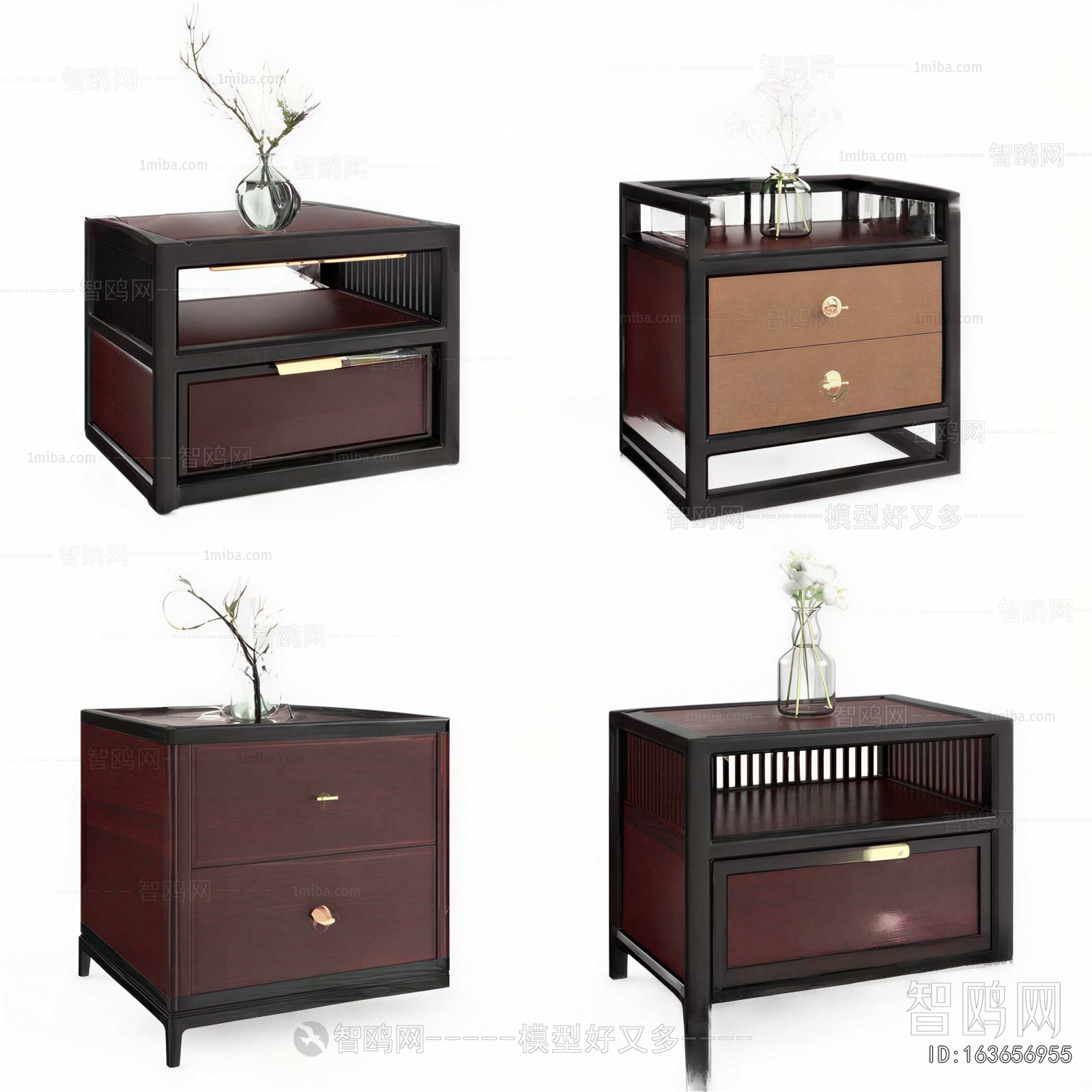 New Chinese Style Bedside Cupboard
