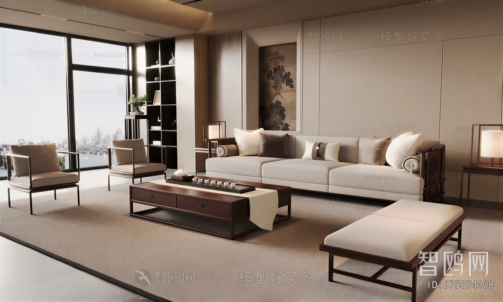 New Chinese Style A Living Room