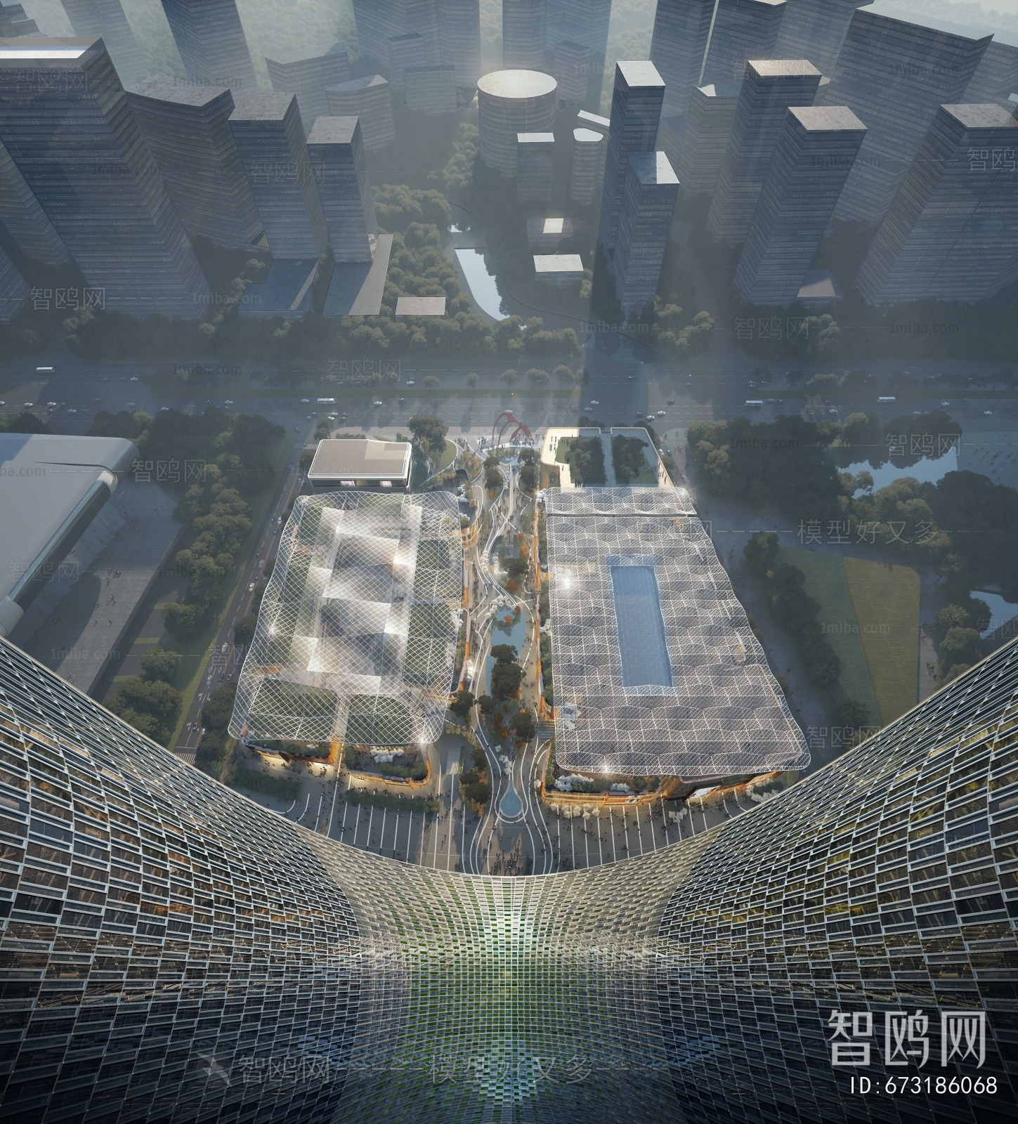 Modern Architectural Bird's-eye View Planning