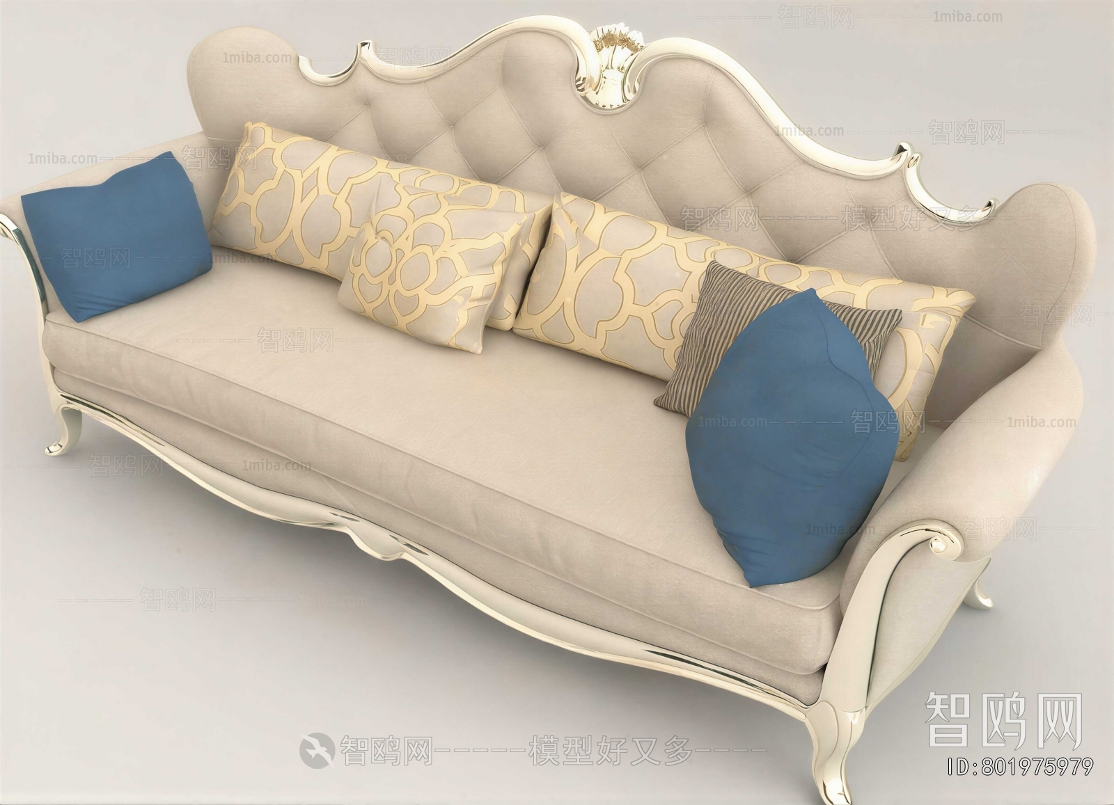 Simple European Style Three-seat Sofa
