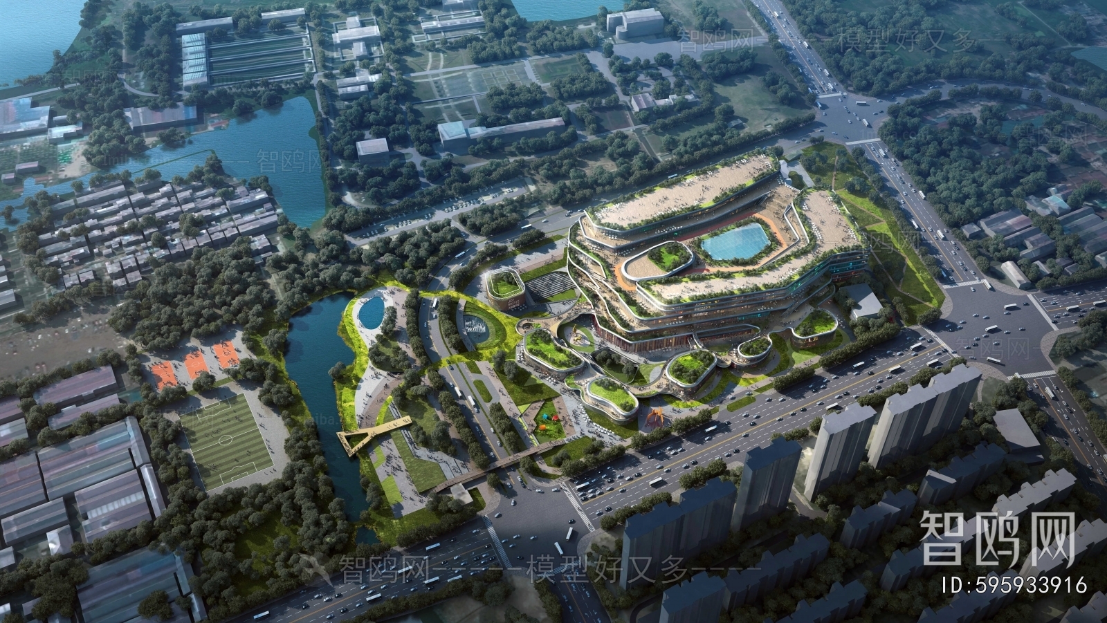 Modern Architectural Bird's-eye View Planning