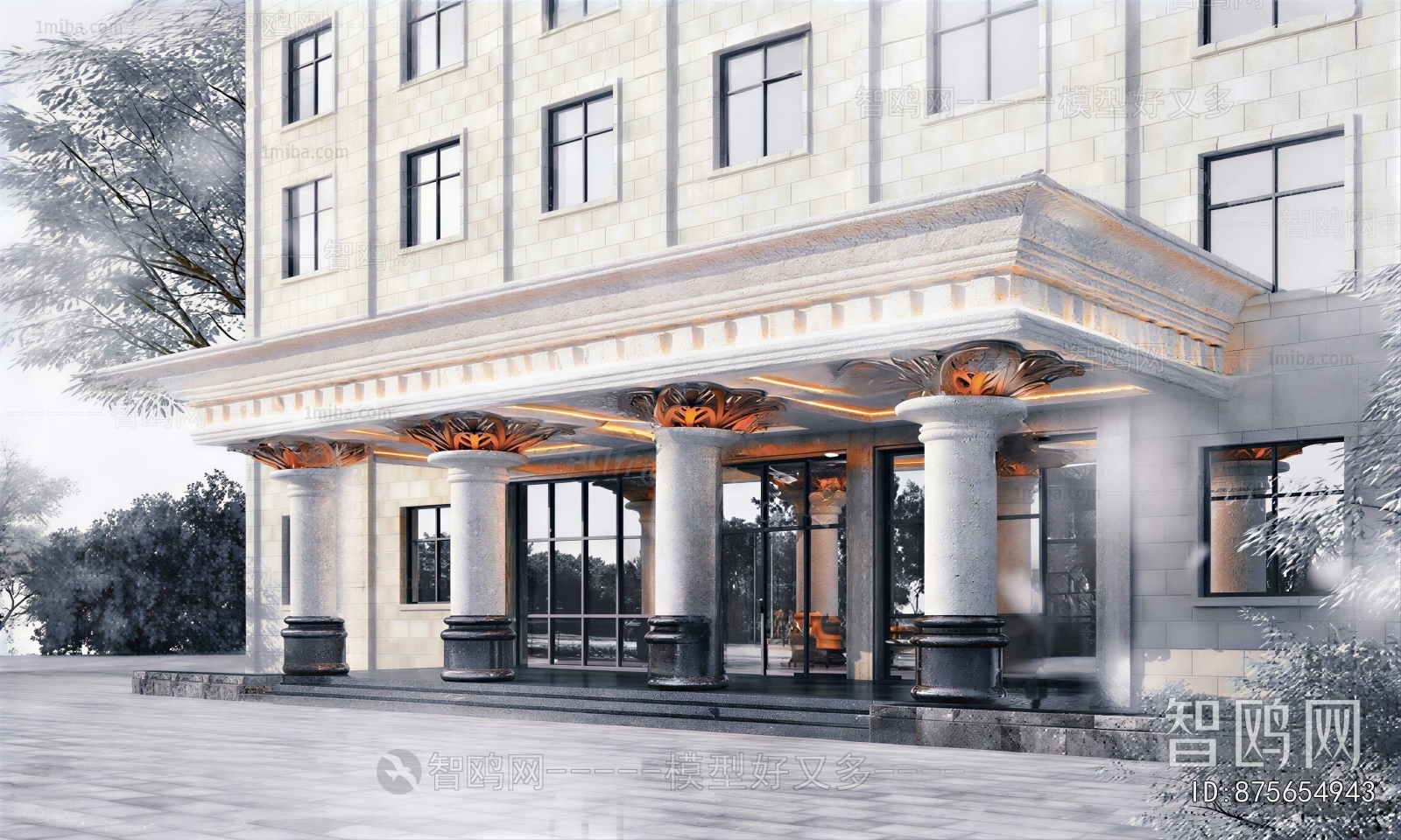 Simple European Style Facade Element