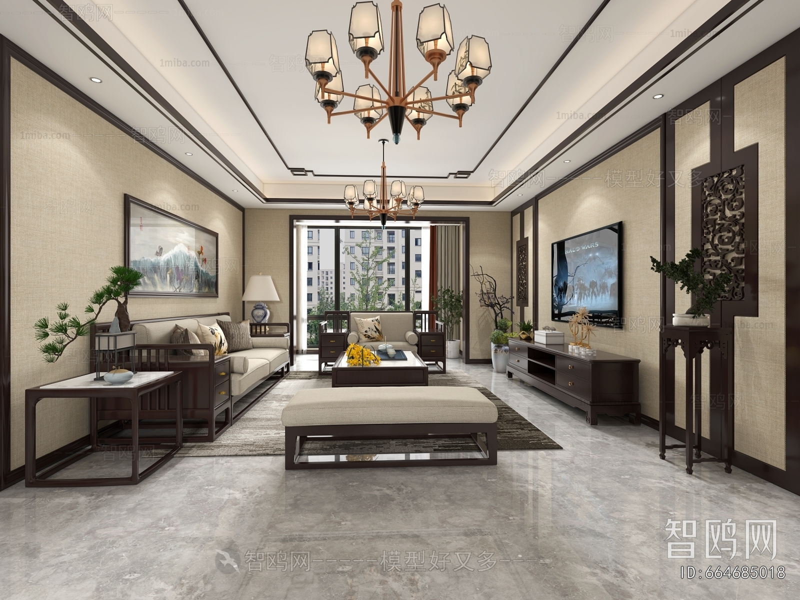 New Chinese Style A Living Room