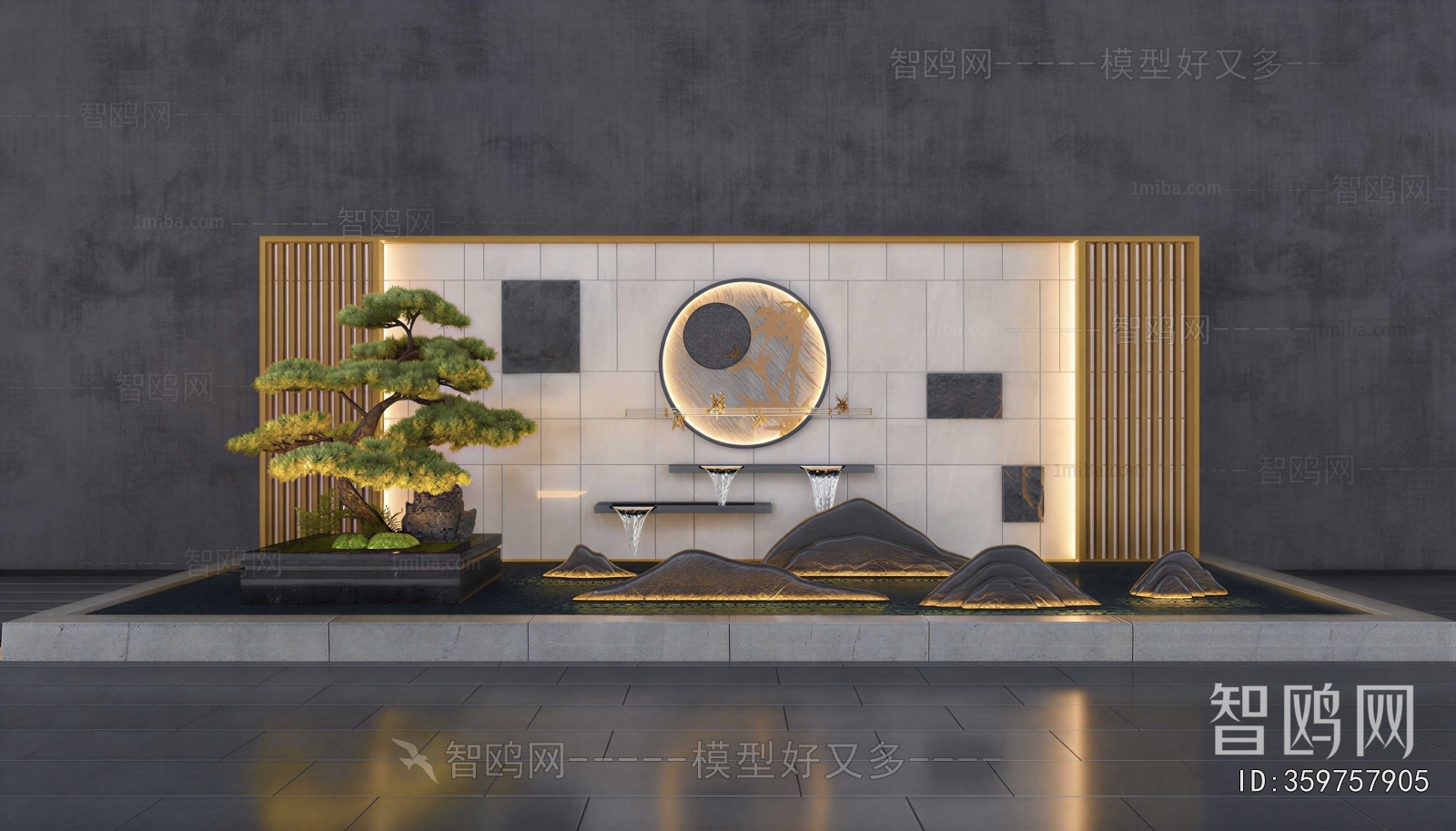 New Chinese Style Rockery Waterscape