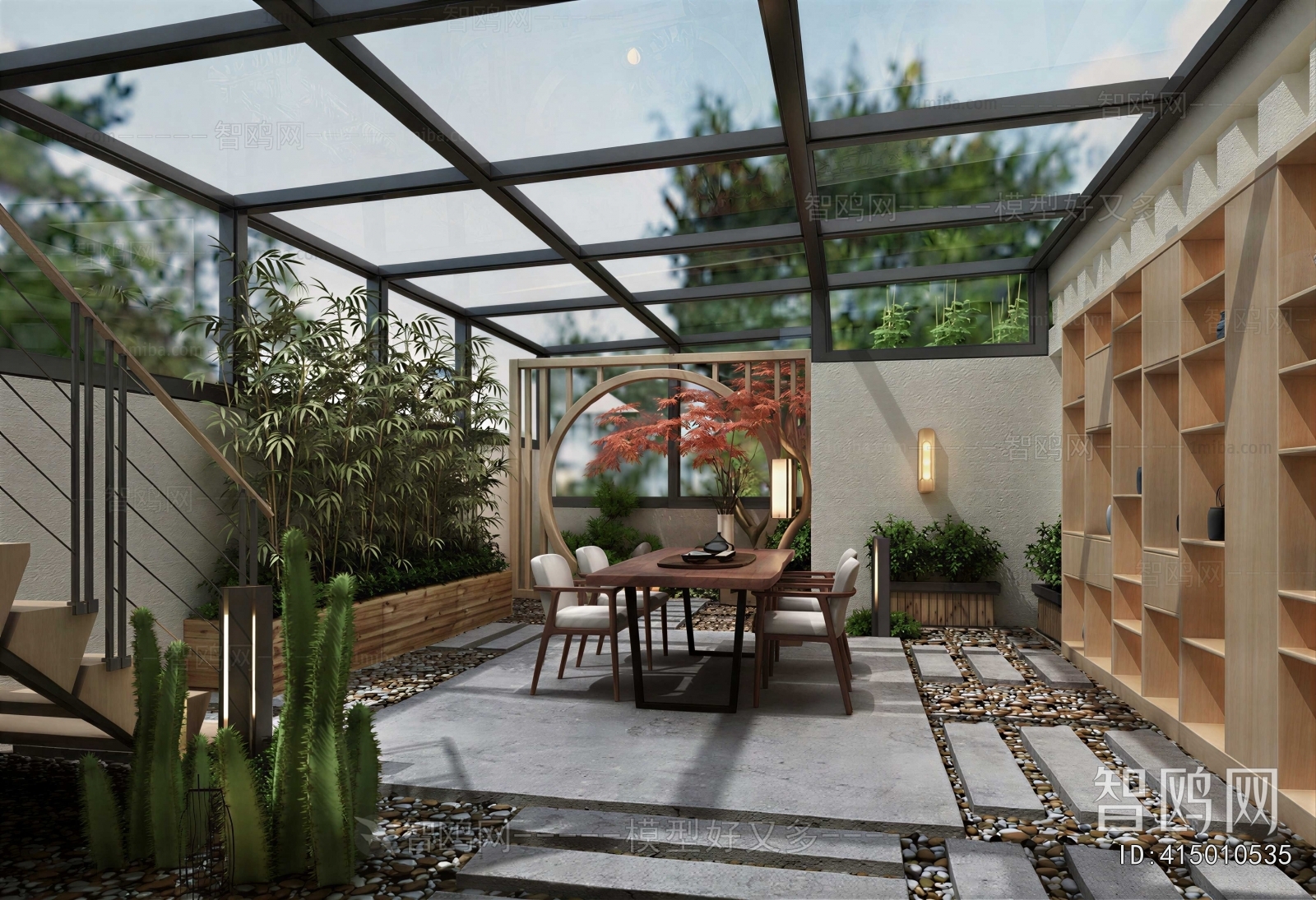 New Chinese Style Glass Sun Room