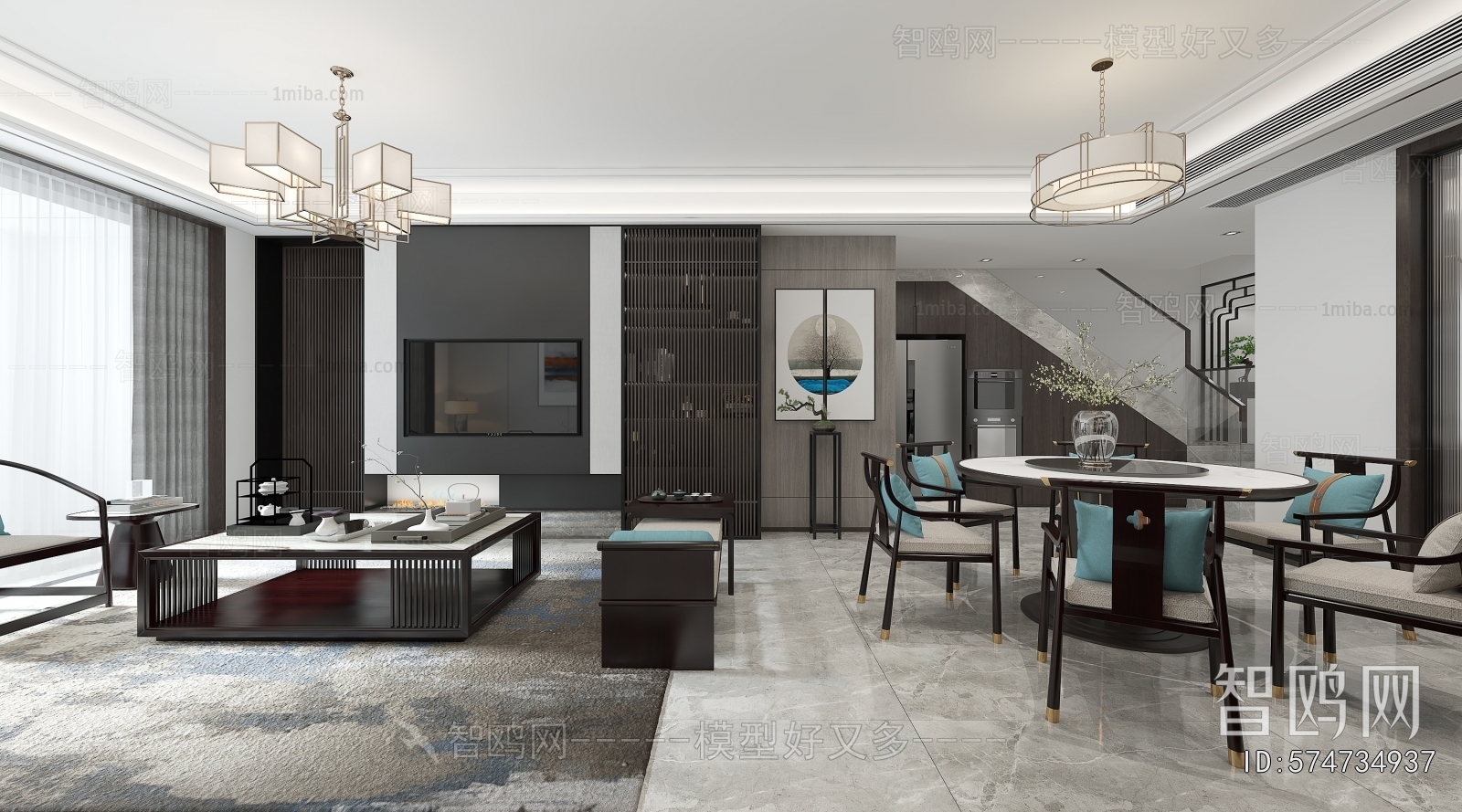 New Chinese Style A Living Room
