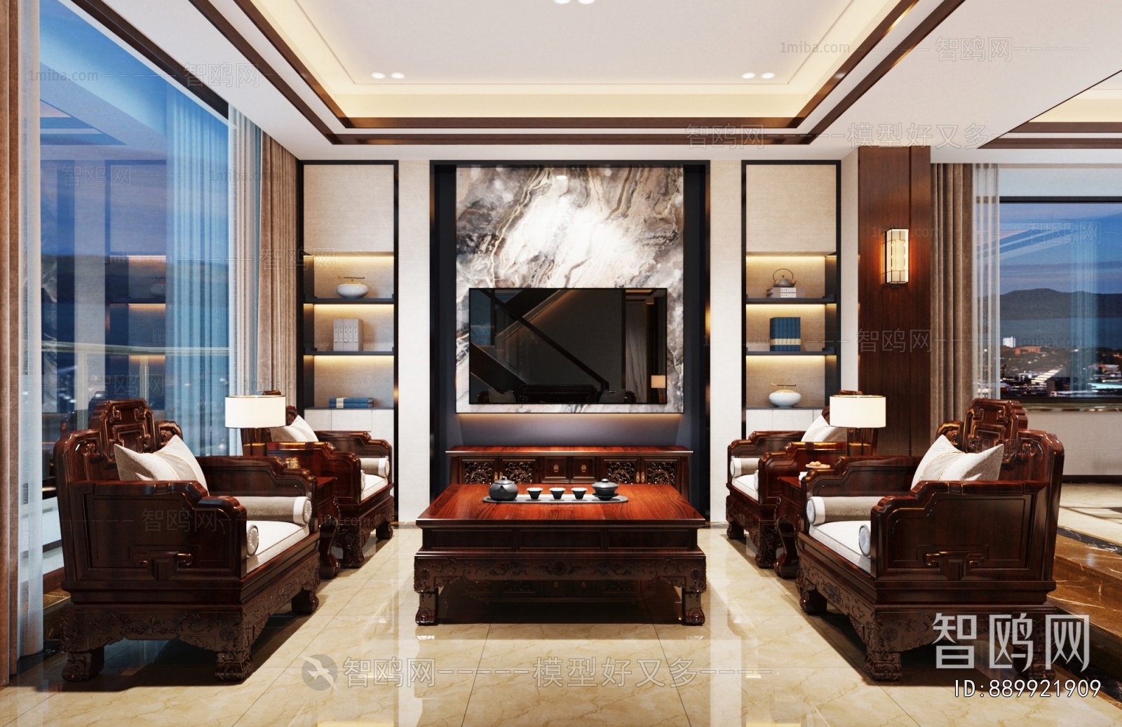 New Chinese Style A Living Room