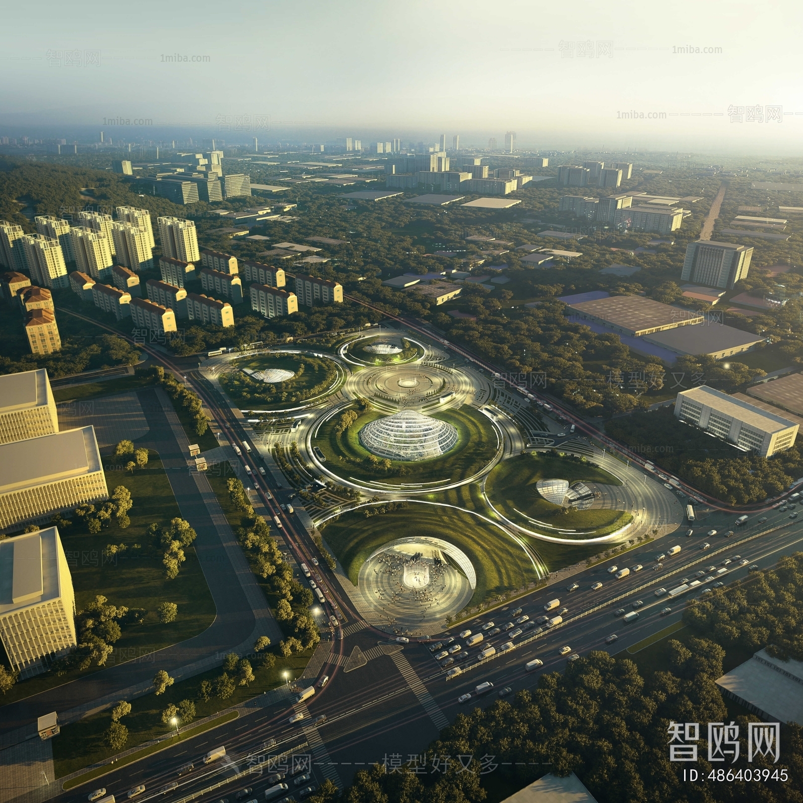 Modern Architectural Bird's-eye View Planning