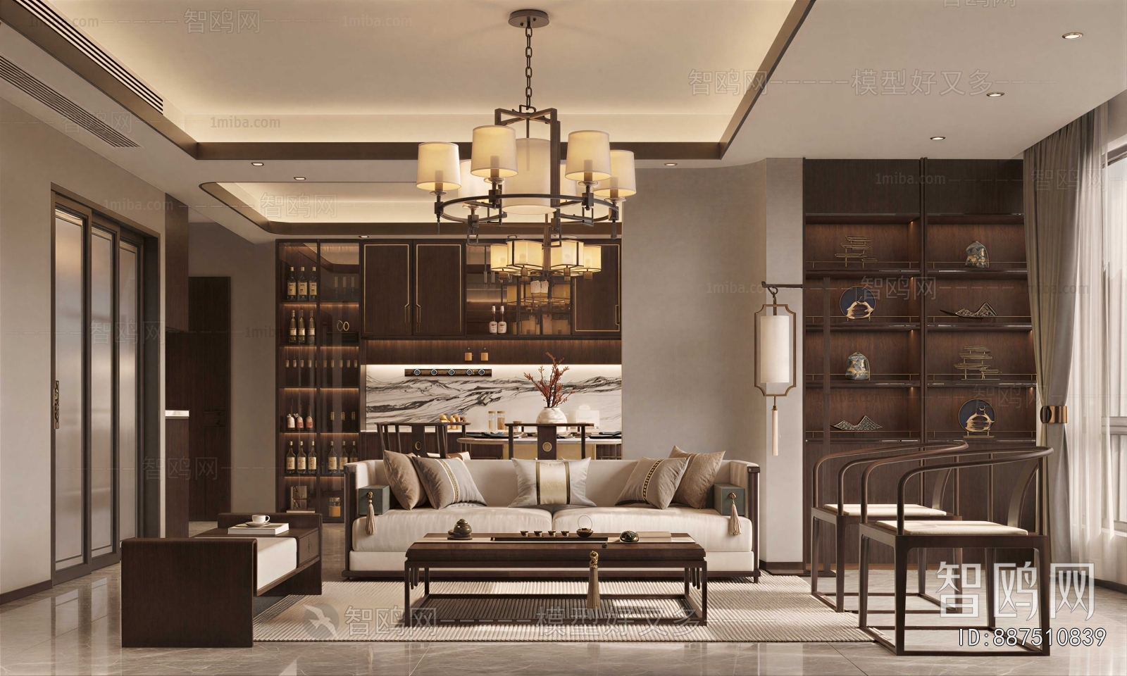 New Chinese Style A Living Room