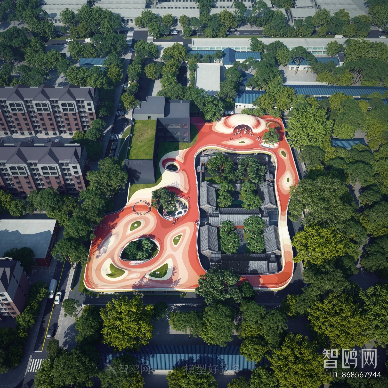 Modern Architectural Bird's-eye View Planning