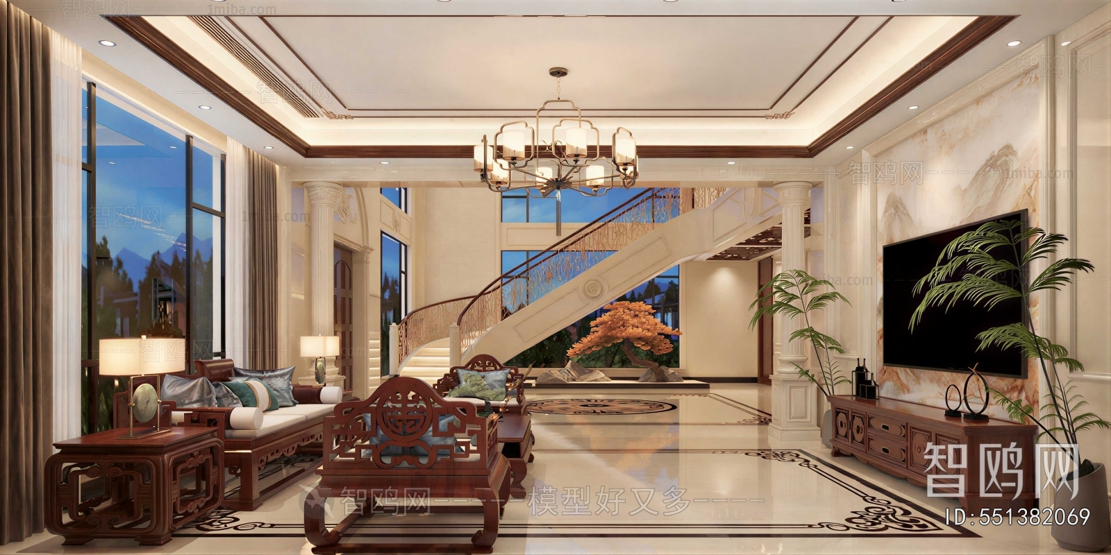 New Chinese Style A Living Room