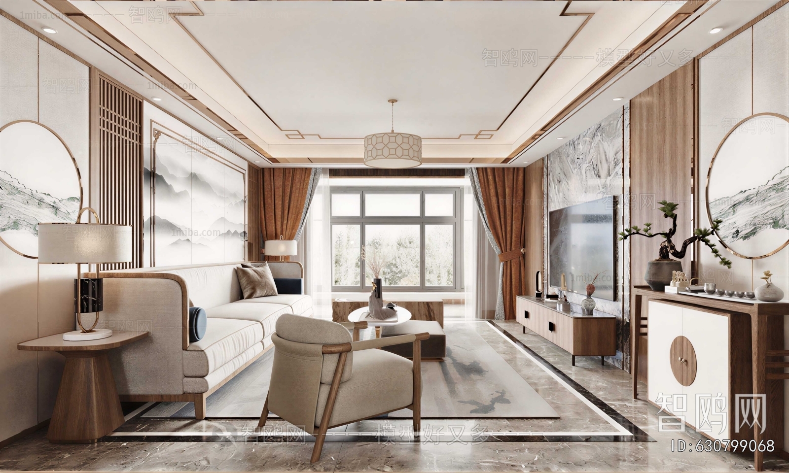 New Chinese Style A Living Room