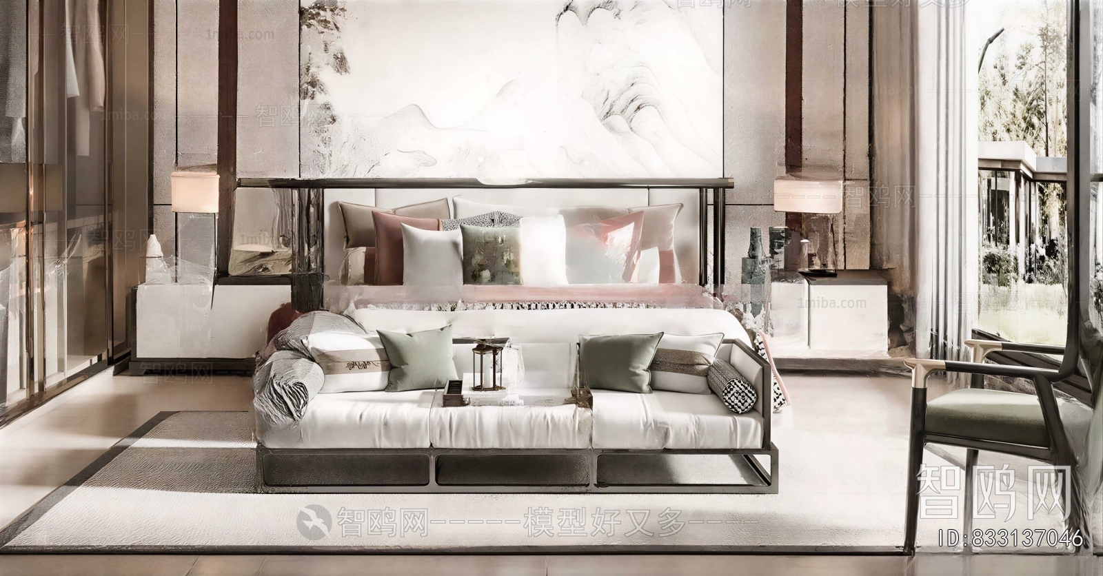 New Chinese Style Double Bed