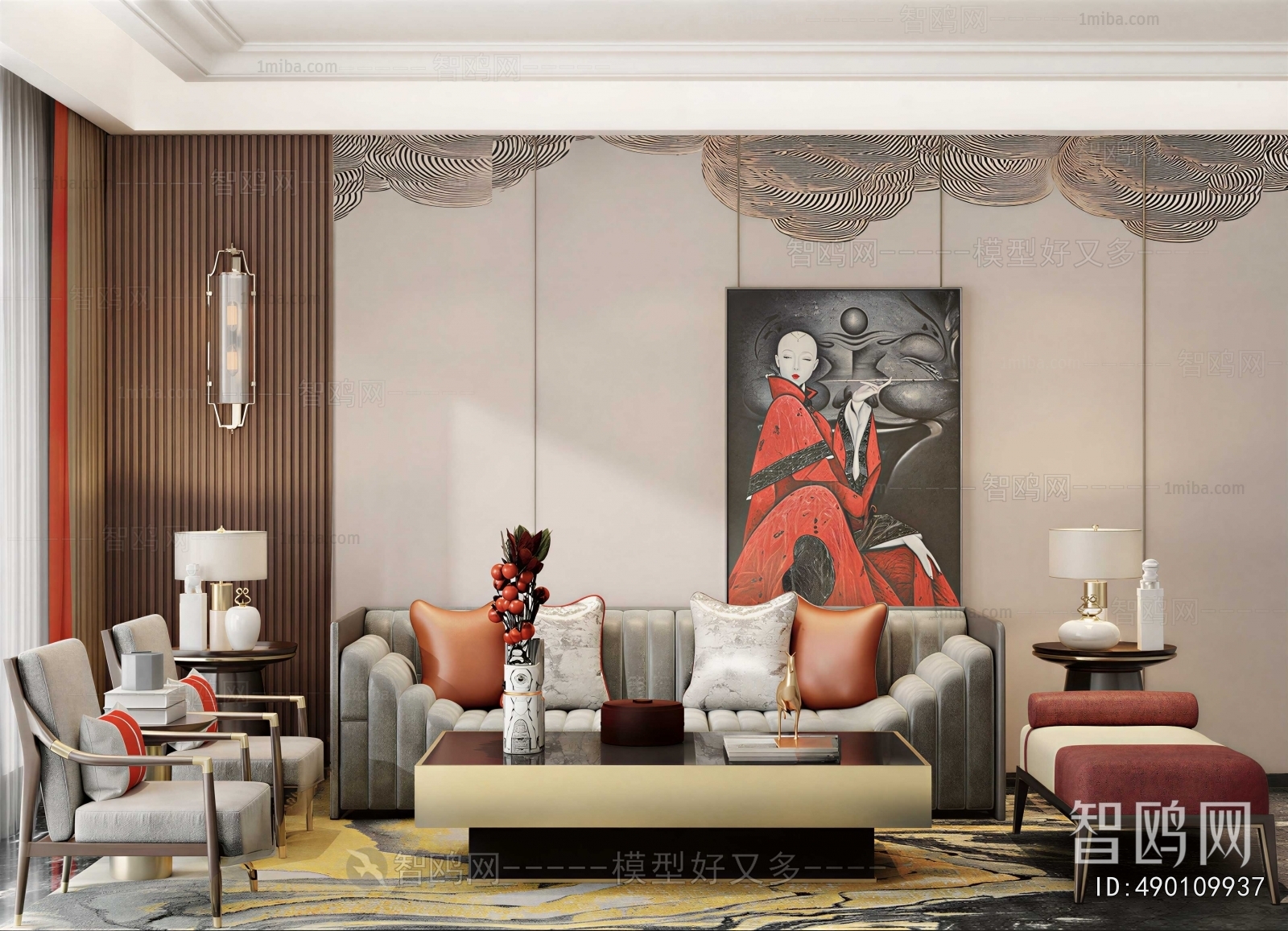 New Chinese Style A Living Room