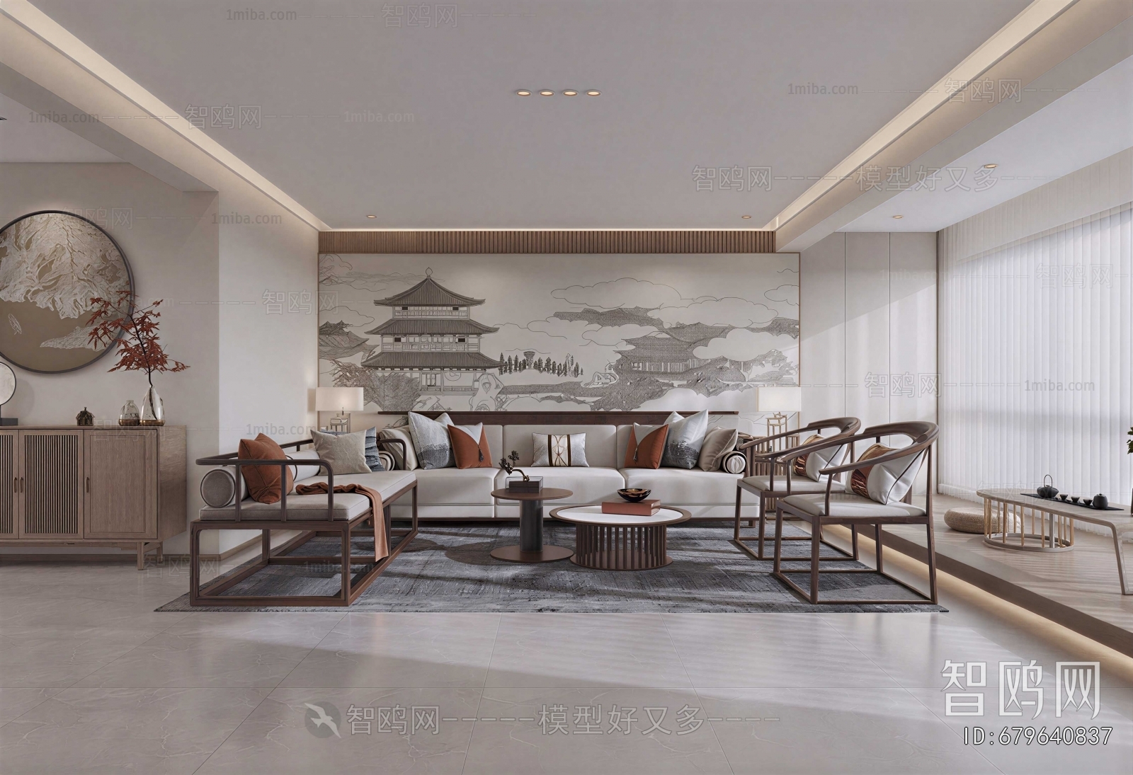 New Chinese Style A Living Room